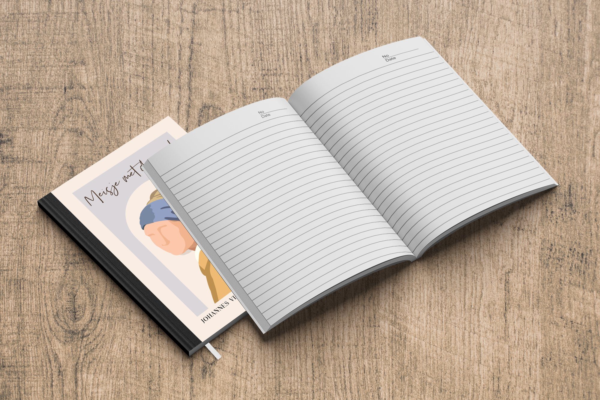 Notizbuch - Haushaltsbuch A5, 98 Meister, Seiten, Tagebuch, Merkzettel, Mädchen einem Notizheft, MuchoWow - mit - Journal, Blau Licht Perlenohrring Alte