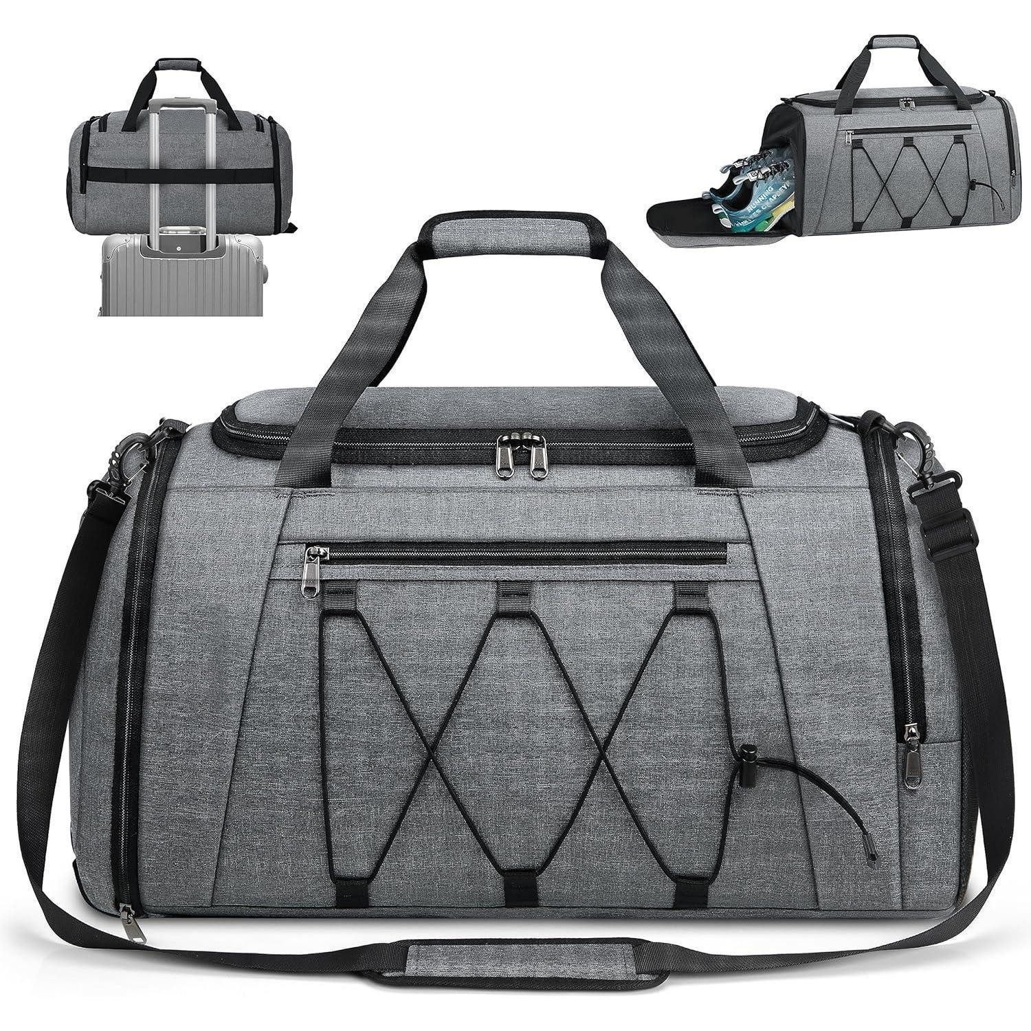 LuxusKollektion Sporttasche Sporttasche Herren Damen 55L mit Schuhfach Nassfach wasserdicht Grau