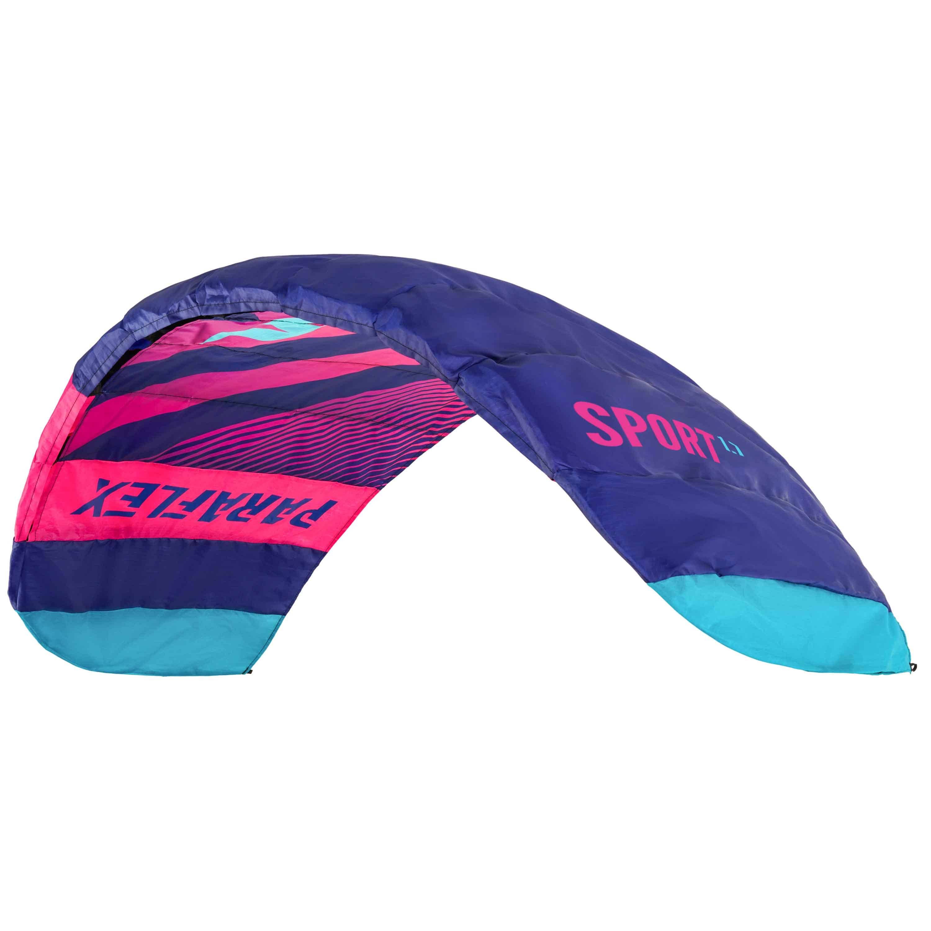 Wolkenstürmer Kite Paraflex Sport 1.7 - Ready to Fly 170 cm für Erwachsene ab 6 Jahren, (2-Leiner Sportdrachen Stunt Kite mit Dyneemaleinen 20 m, 1-tlg), Lenkmatte (blau-pink), 170cm Spannweite mit Lenkbar