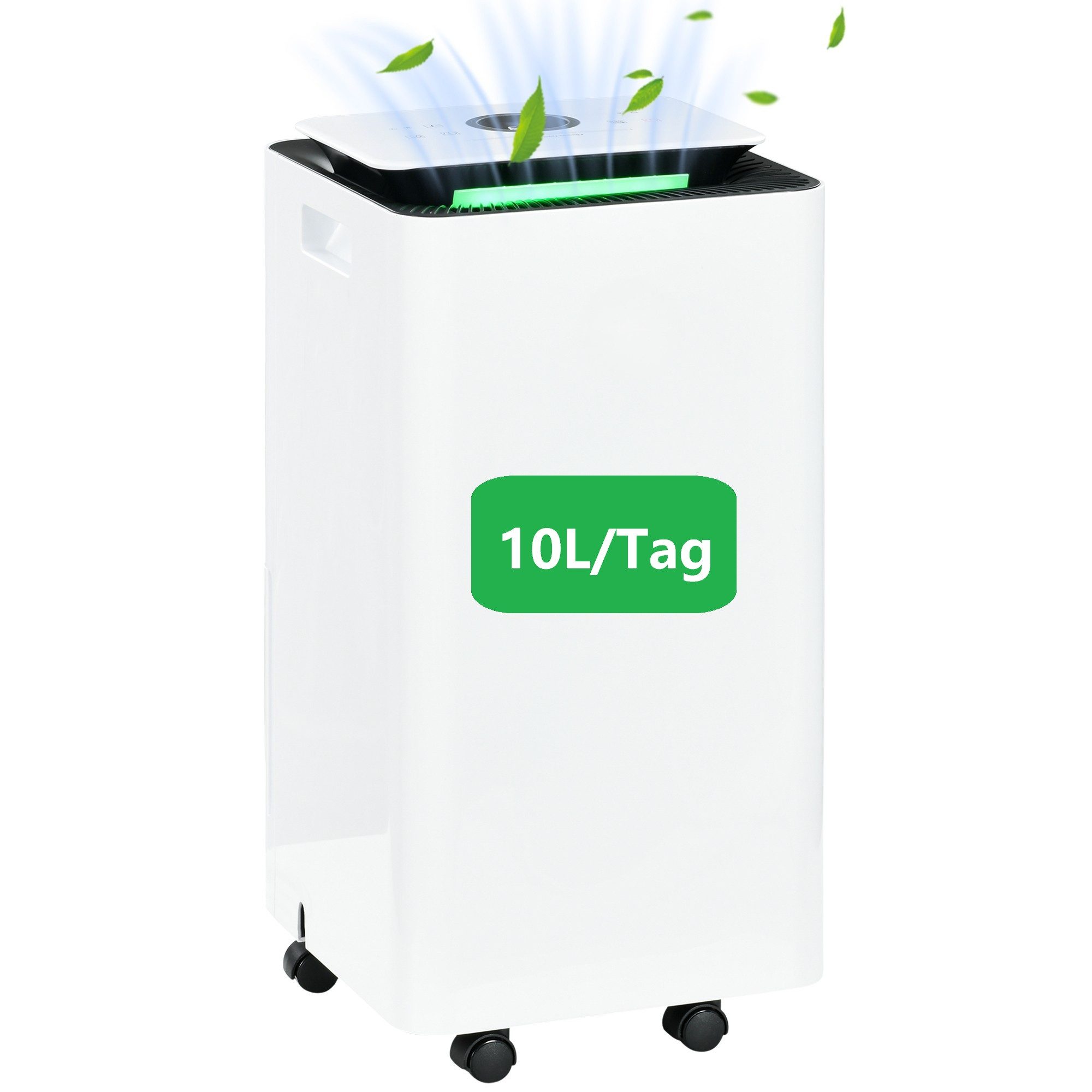 Rolipo Luftentfeuchter 10L/Tag Abtau-Funktion Beseitigt Feuchtigkeit & Schimmel, 5 Modi, Entfeuchtung 10 l/Tag, Timer-Funktion (1-24h), Kompaktes Design mit Rollen für bis zu 20m²