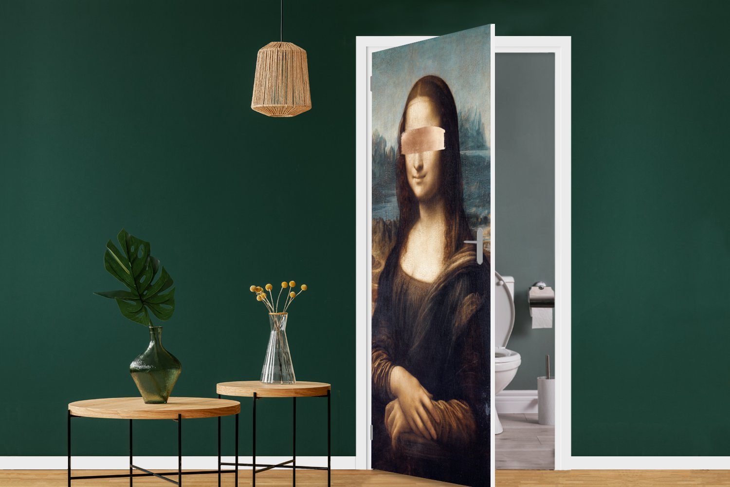 MuchoWow Lisa - St), Matt, Tür, Türtapete für Farbe, Gemälde (1 cm Fototapete - bedruckt, Türaufkleber, Mona 75x205
