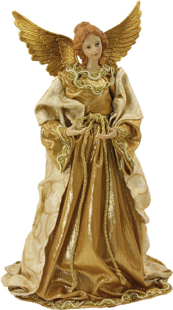 dekoprojekt Engelfigur Engel mit Stoffkleid, gold 35 cm