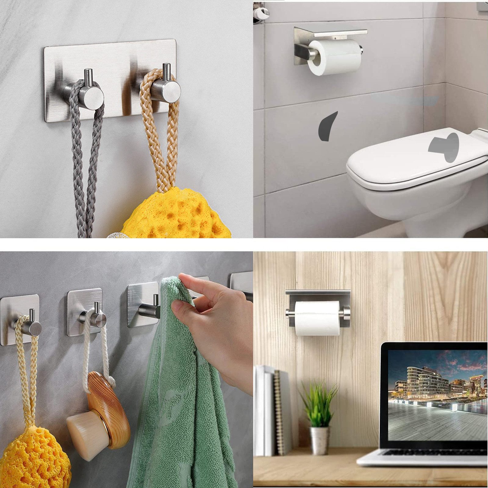 BlingBin Toilettenpapierhalter Edelstahl 304 Toilettenpapierhalter,2haken,W günstig online kaufen