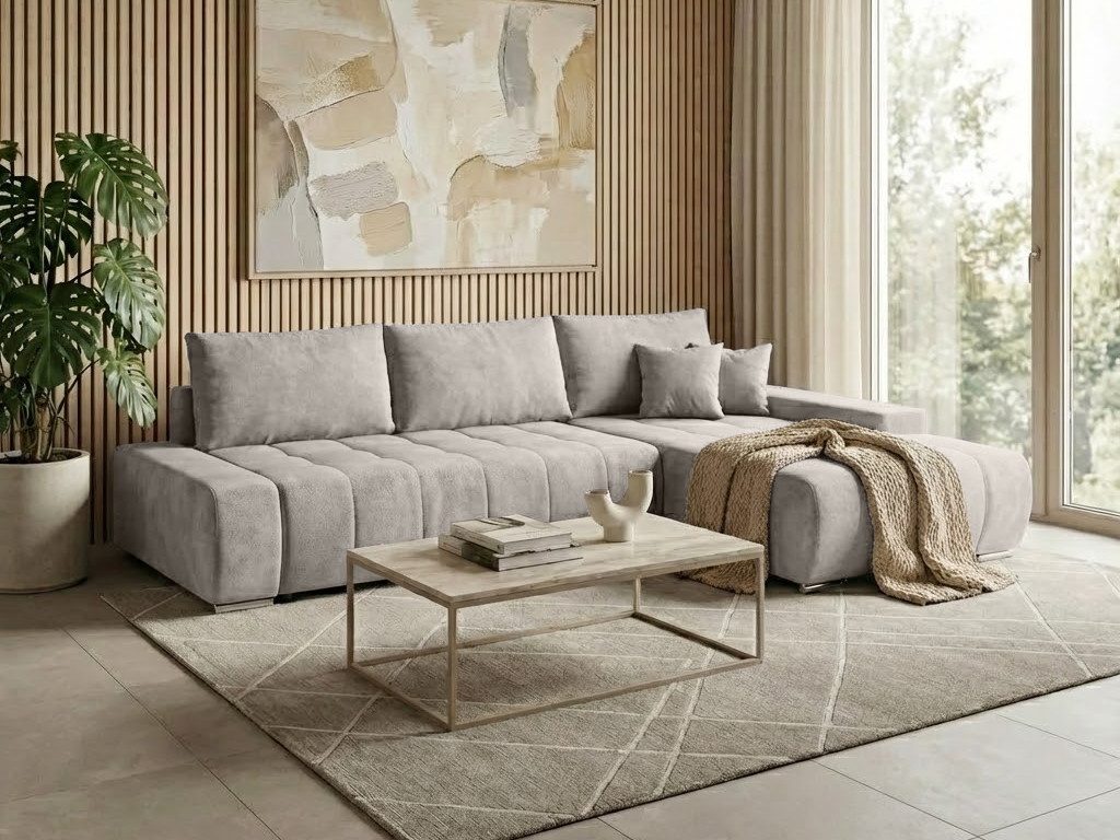 Beautysofa Ecksofa Draco L mit Schlaffunktion, in pflegeleichten Stoffen, Bettkasten