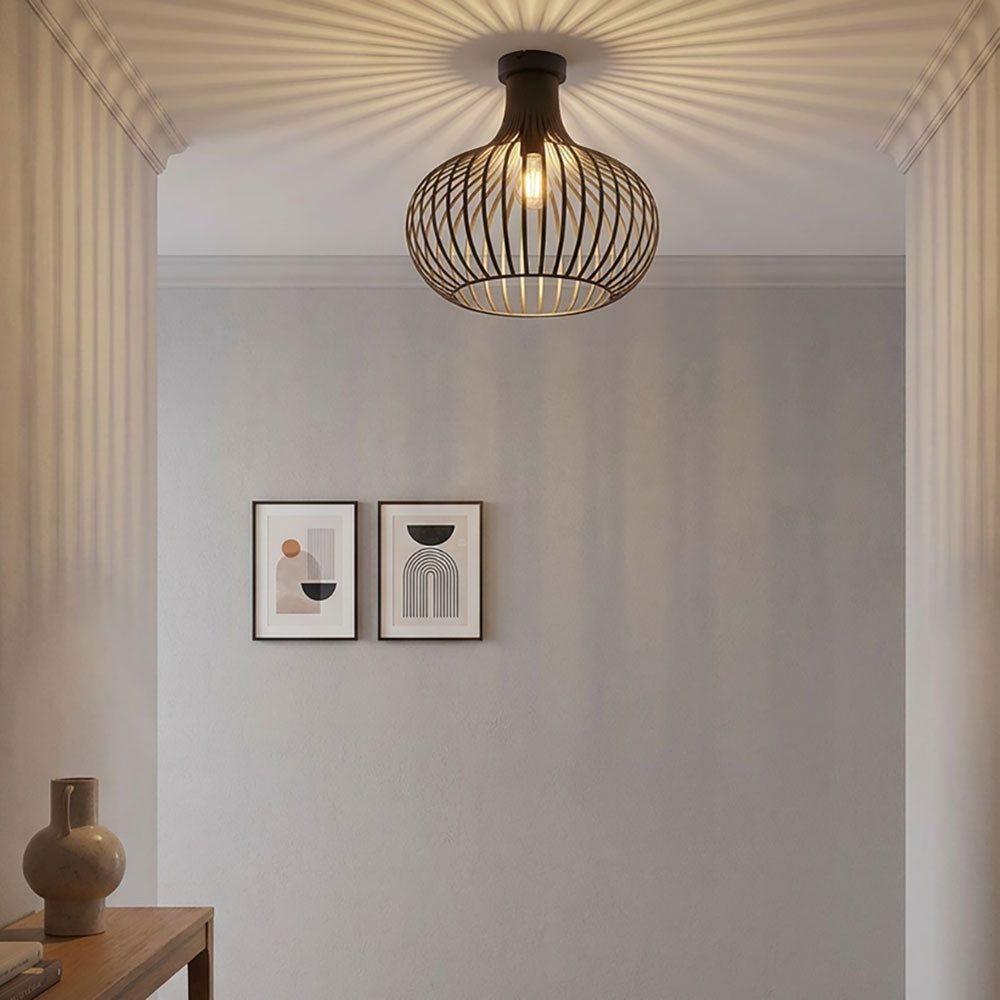 NOWA LED Deckenleuchte, Leuchtmittel inklusive, Warmweiß, LED Deckenlampe Filament Wohnzimmerlampe Industrial Gitter rost