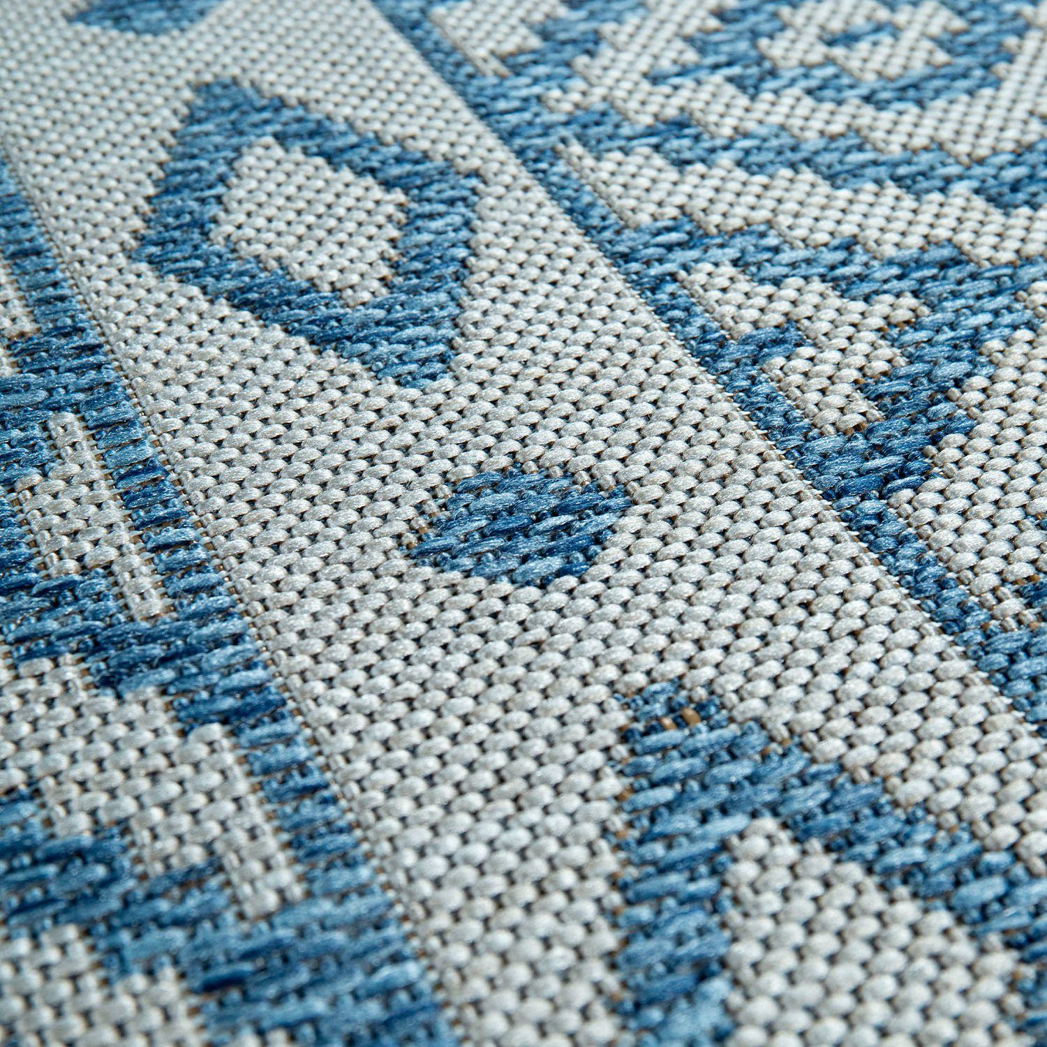 blau Design, Läufer mm, Flachgewebe, 4 Home, geeignet Outdoor Coco In- und Paco Teppich-Läufer, 201, Höhe: Rauten rechteckig,