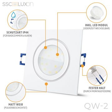 SSC-LUXon Außen-Deckenleuchte QW-2 flache Bad Einbauleuchte IP44 LED Modul 4W warmweiss 230V weiss, Extra Warmweiß