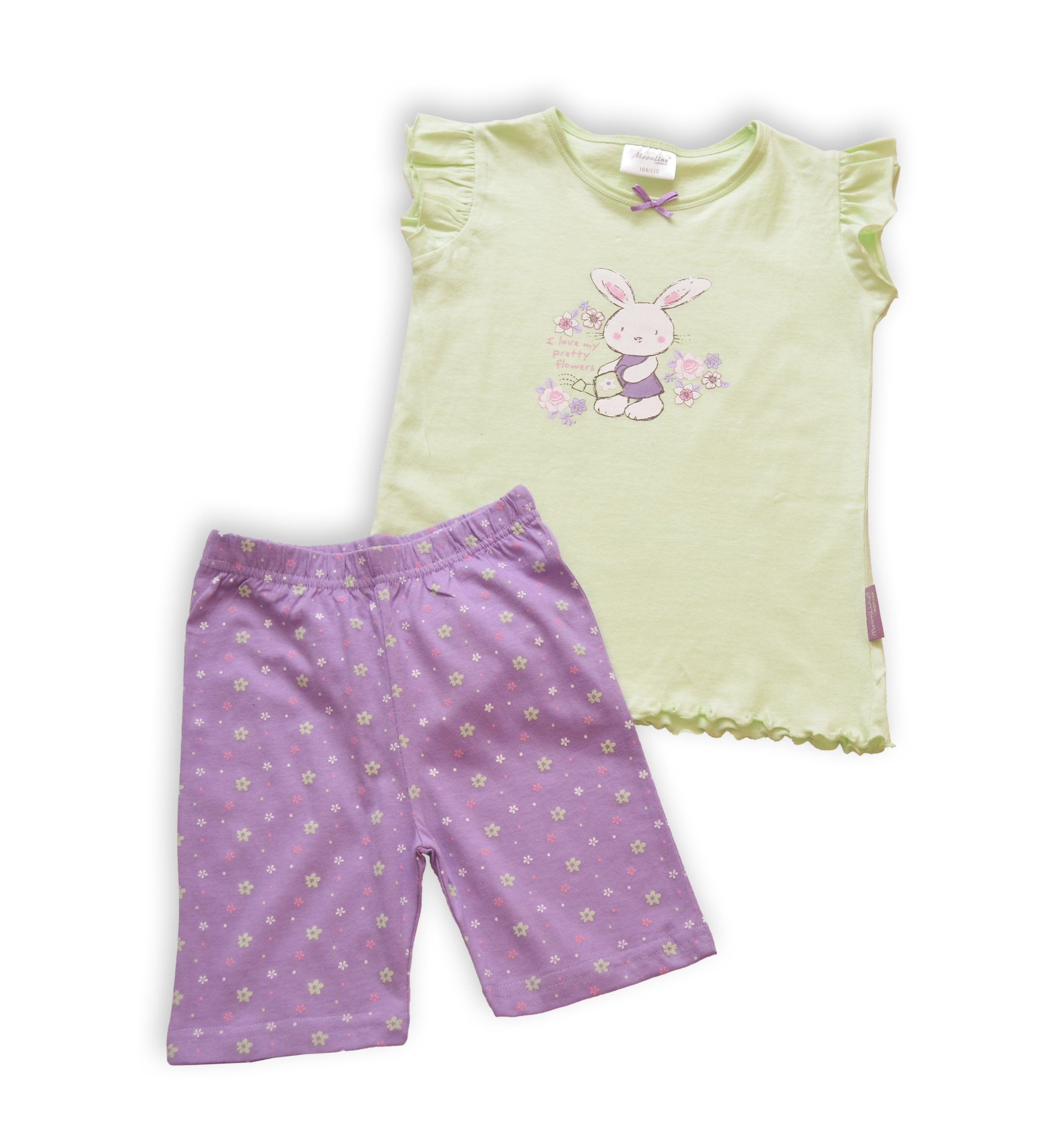Moonline Shorty Kinder Schlafanzug Shortys Kurzarm Pyjama Nachthemden (1 tlg) Baumwolle Mädchen Shorty `s
