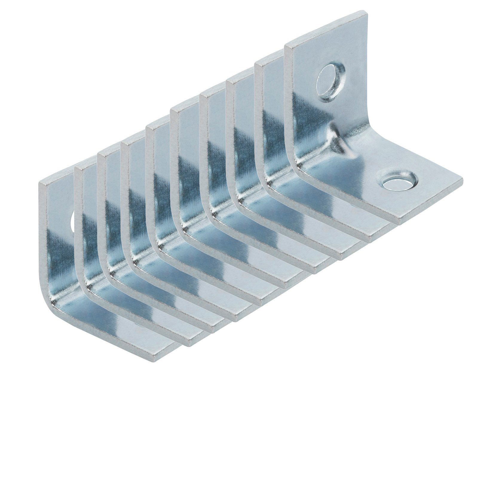 SO-TECH® Winkelverbinder L-Winkel gerade, Stahl verzinkt, Lochung gesenkt, LxB: 2x1.5 mm, (10-St), Möbelwinkel mit Sicke, 20 x 20 x 15 x 1,5 mm