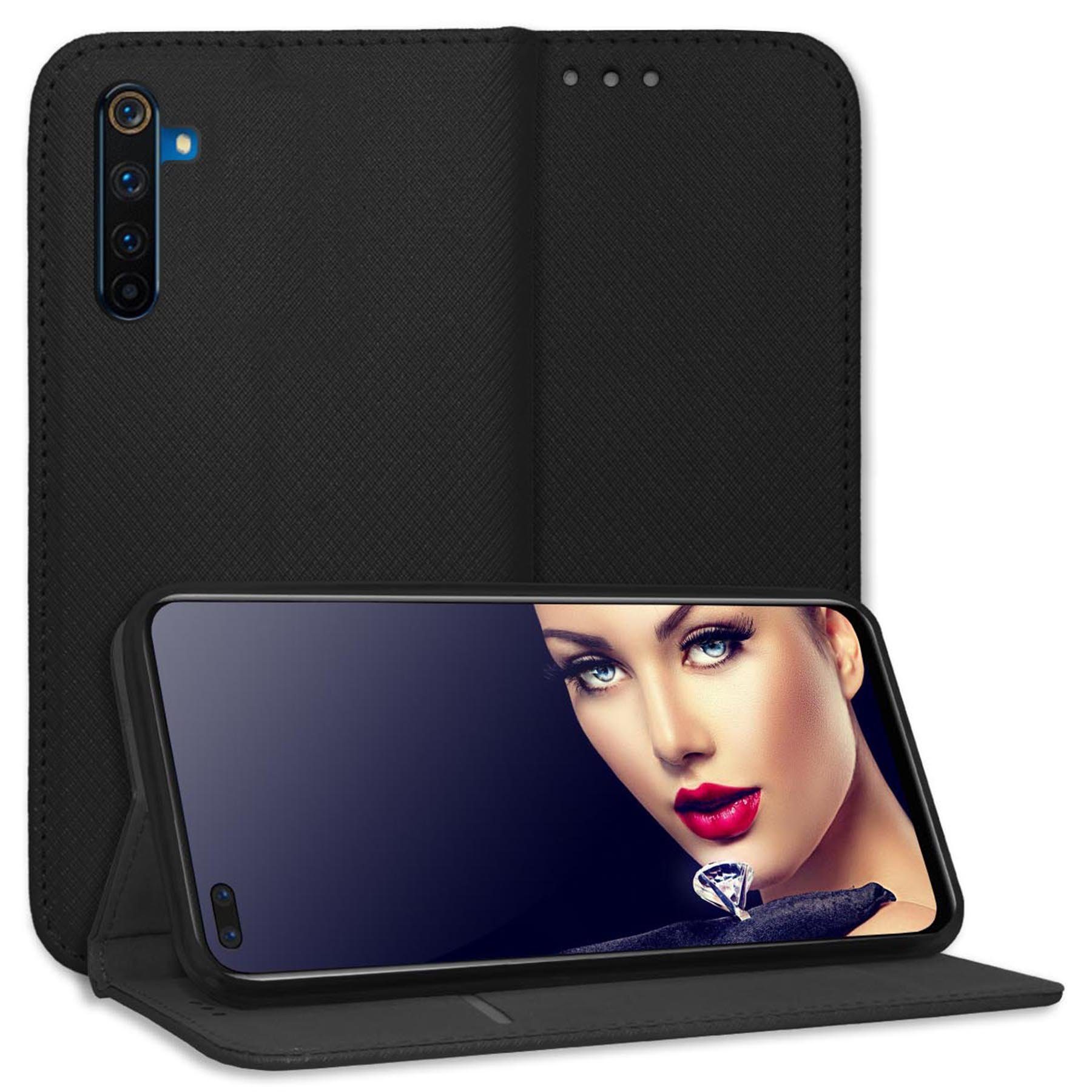 mtb more energy Smartphone-Hülle Smart Magnet für Realme 6 Pro, Schwarz, Bookstyle Klapphülle Cover Wallet Case aus Kunstleder