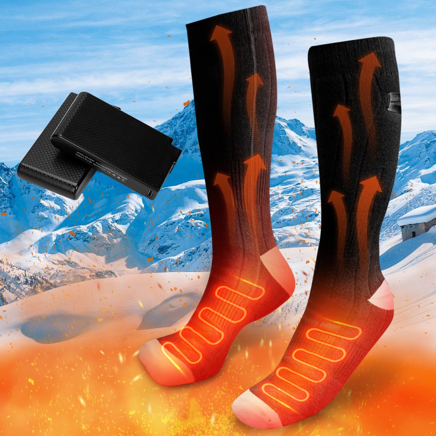Gimisgu Einlegesohlen Beheizbare Socken Sportsocken 4200mAh Kaltwetter Therm-ic elektrisch
