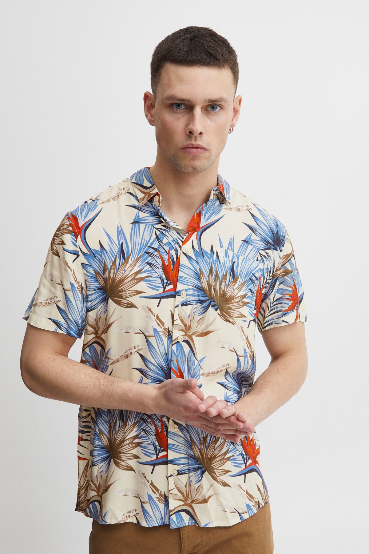 Blend Kurzarmhemd Florales Kurzarm Freizeit Oberteilfür BLEND - Shirt - H-5122