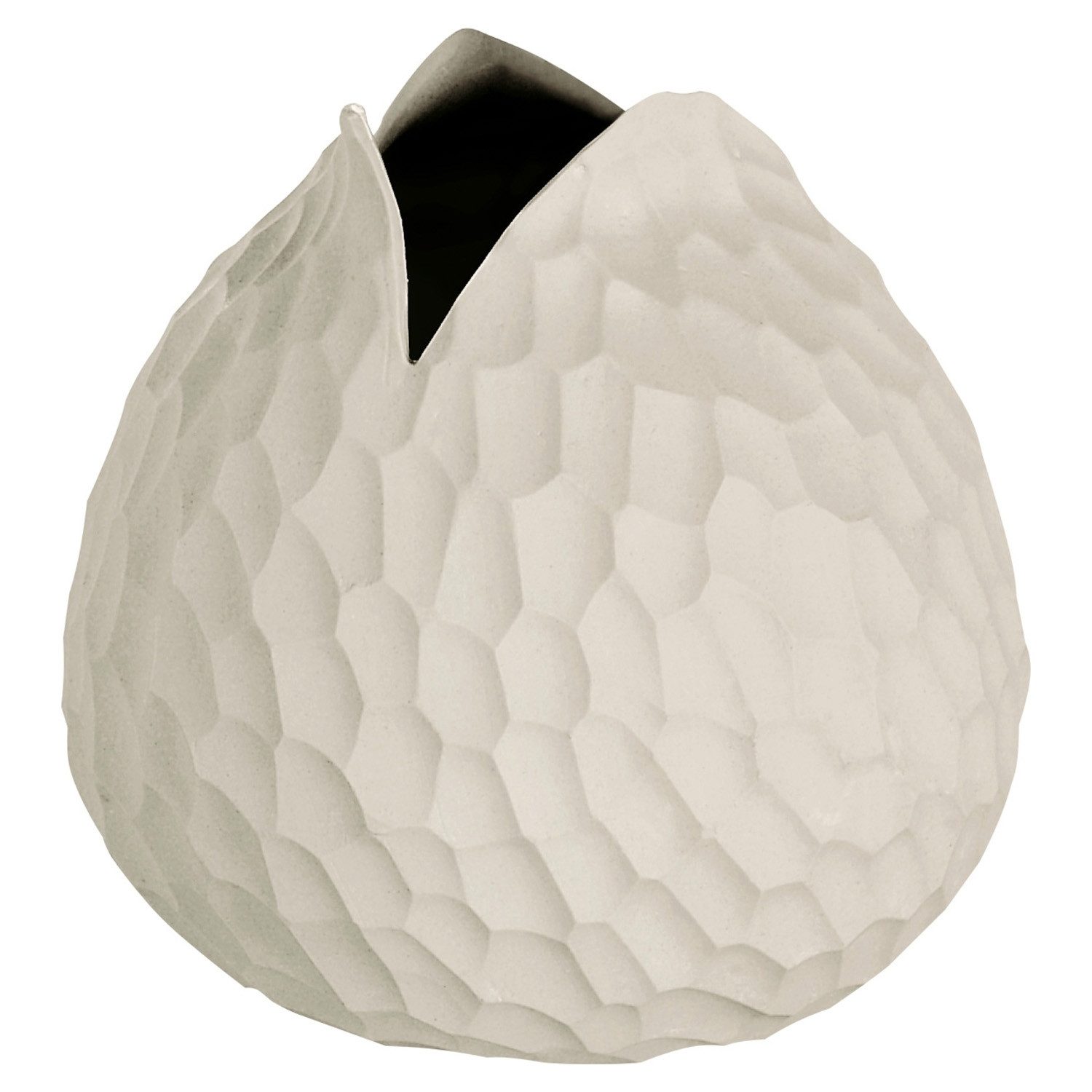 ASA SELECTION Dekovase CARVE, Ø 10 x H 10,5 cm, Creme, Feinsteinzeug, (1 St), Handgefertigt, Wasserdicht