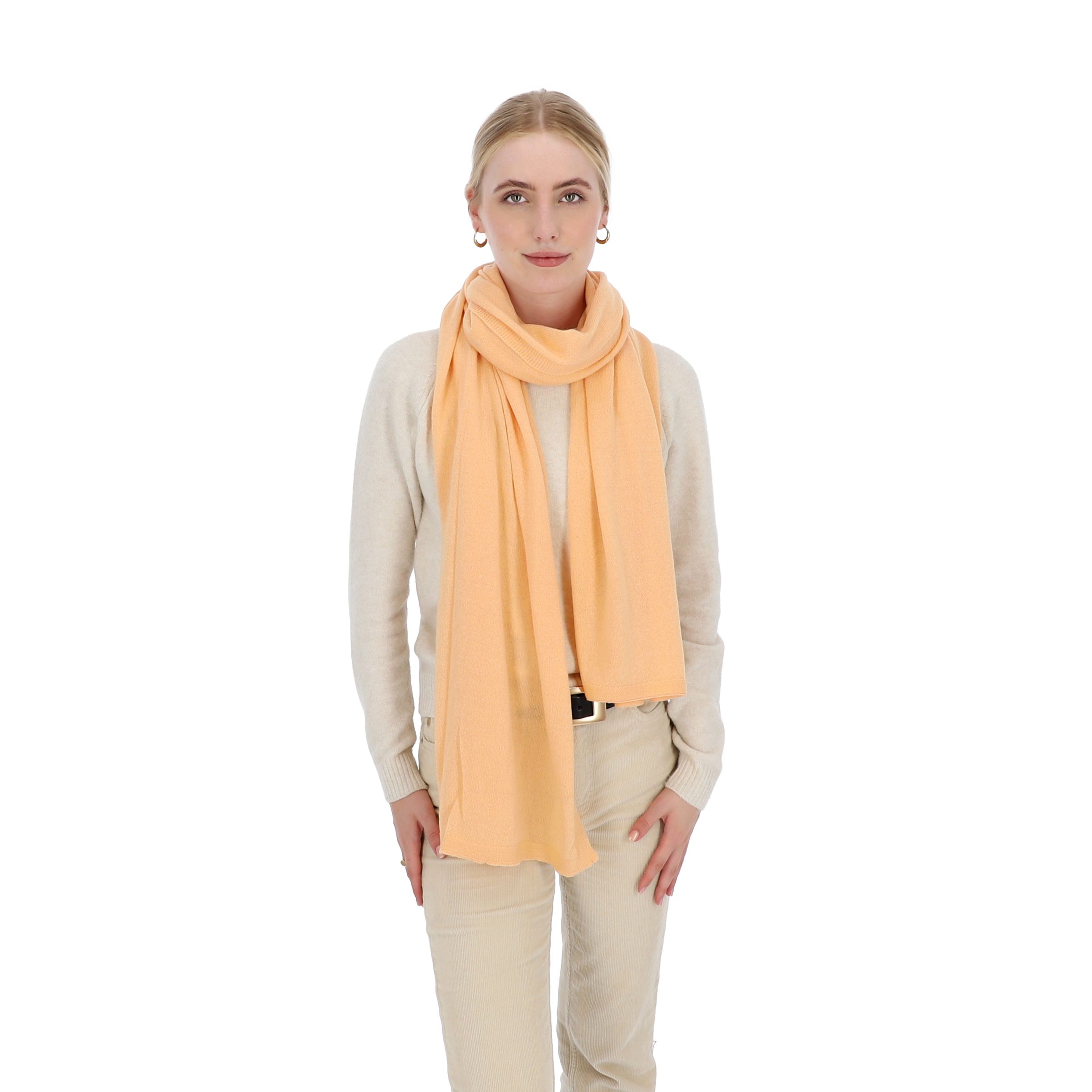 halsüberkopf Accessoires Modeschal Feinstrickschal, angenehm weich apricot