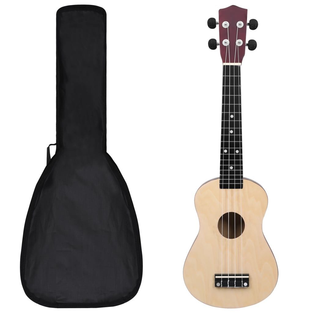vidaXL Akustikgitarre Sopran-Ukulele-Set mit Tasche für Kinder Helles Holz 23