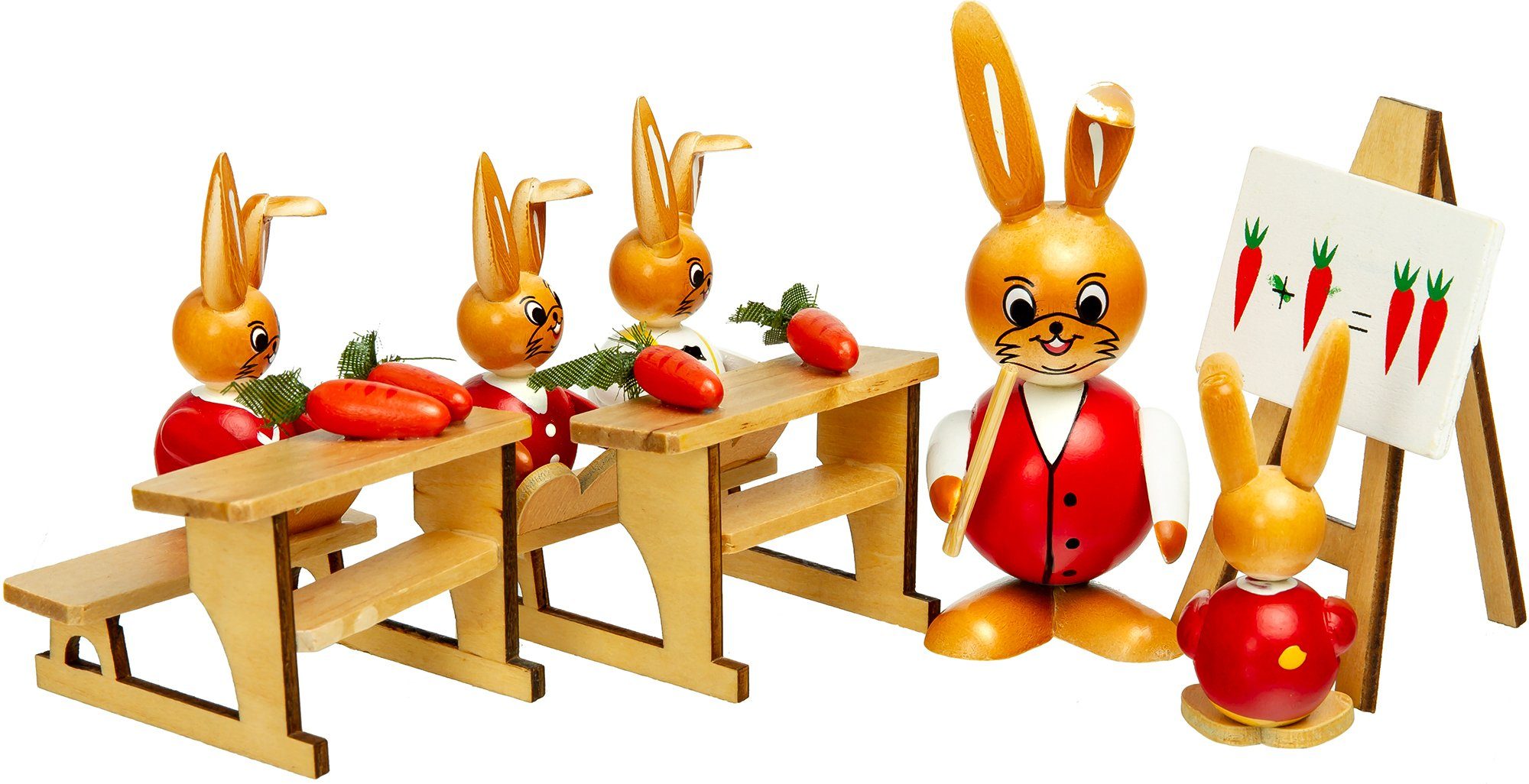 Holz Osterdeko Hasenschule Figuren OD12 Osterhase SIKORA farbenfrohe Osterhasen