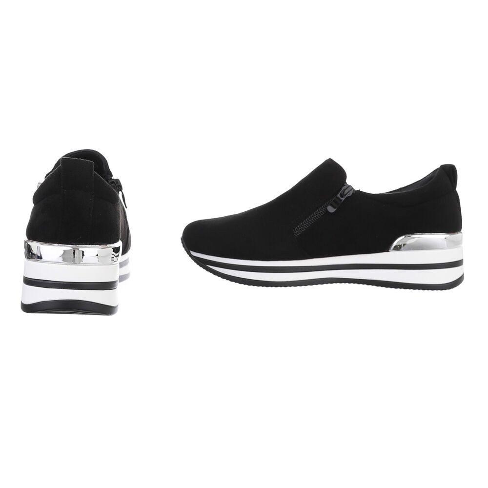 Ital-Design Trendiger Slipper mit exquisite Komfortoptionen Sneaker (89319004) Keilabsatz/Wedge Sneakers Low in Schwarz