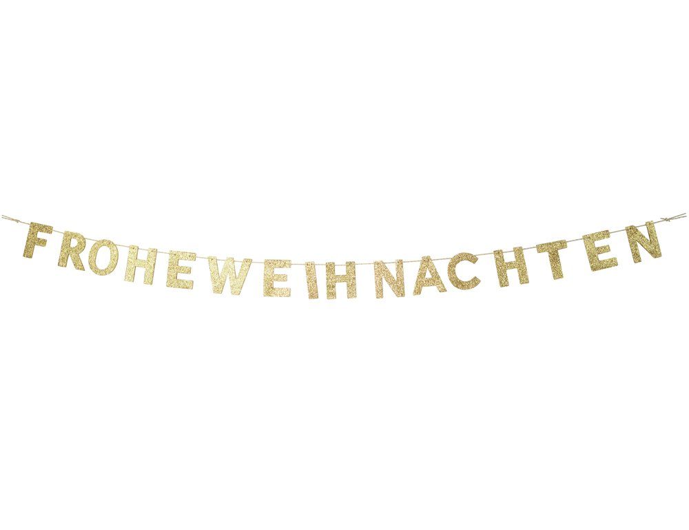 RIFFELMACHER & WEINBERGER Deko-Schriftzug Glitzer Holz Girlande "FROHE WEIHNACHTEN" 190x10 cm, Weihnachtsschmuck Advent