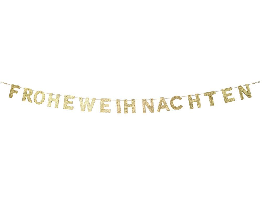 RIFFELMACHER & WEINBERGER Deko-Schriftzug Glitzer Holz Girlande "FROHE WEIHNACHTEN" 190x10 cm