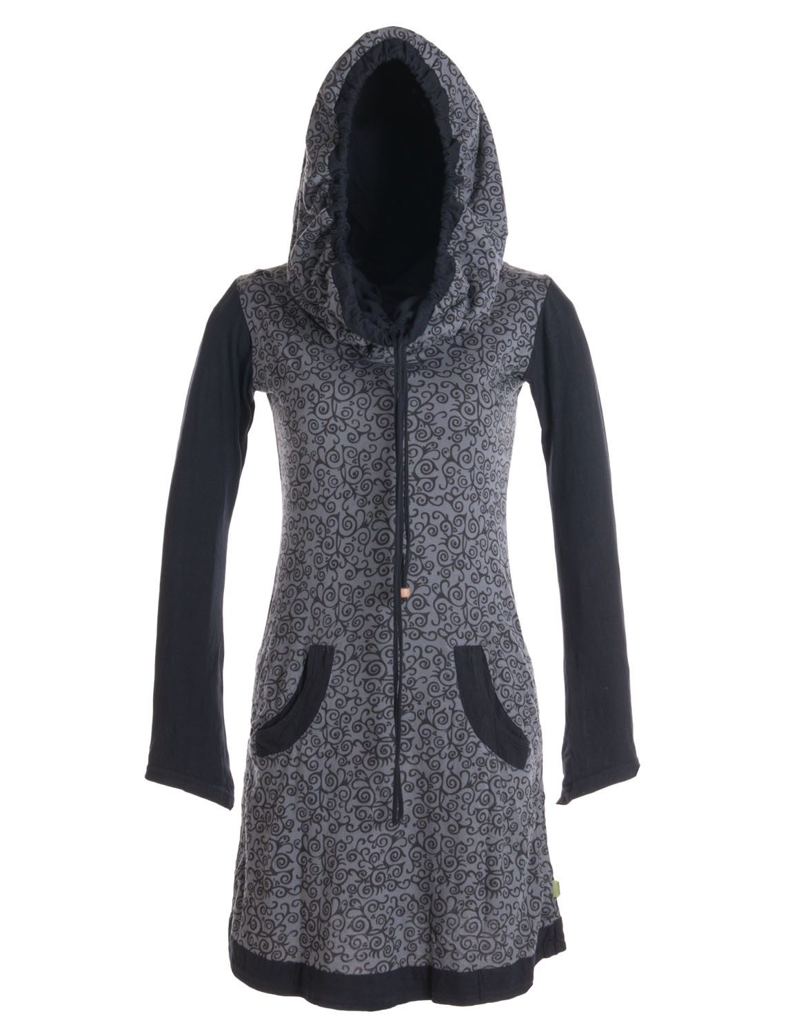 Jerseykleid Bedrucktes Kleid mit Kapuzenschalkragen u. Taschen