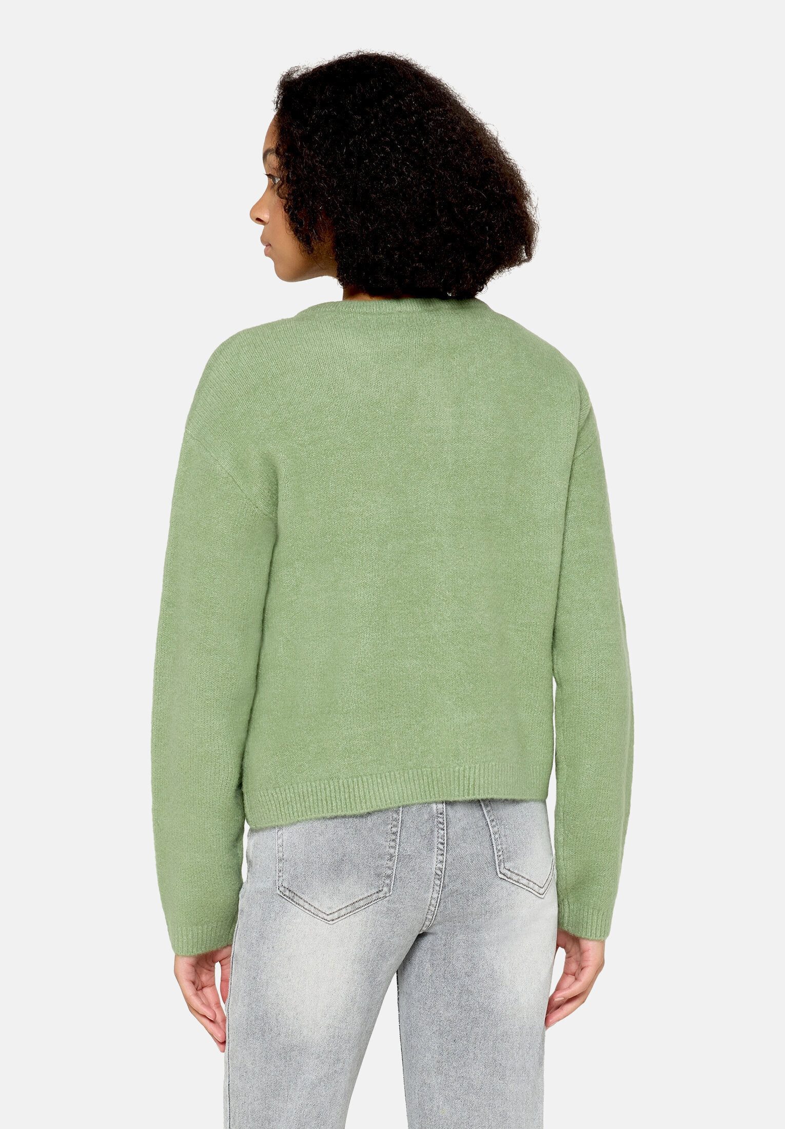 Cartoon Strickjacke Damen mit Rundhalsausschnitt (1-tlg)