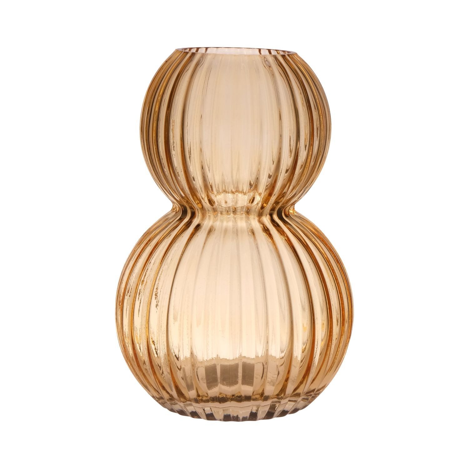 INNA-Glas Tischvase Glas TABLITO mit Rillen, orange-braun-klar, 22 cm, Ø 15 cm