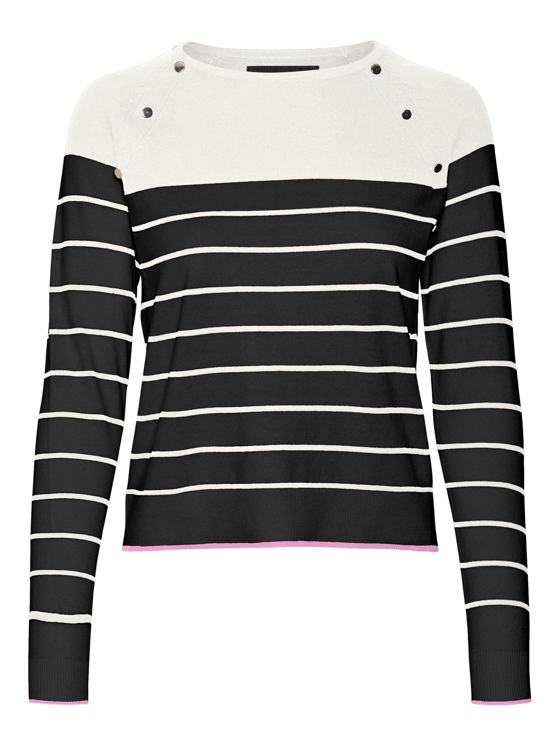 Vero Moda Strickpullover VMALMA AND WHITE O-NECK PASTEL BOO Stripes:W. SNOW Black CONTRAST RAGLAN LS PULLOVER LAVENDER