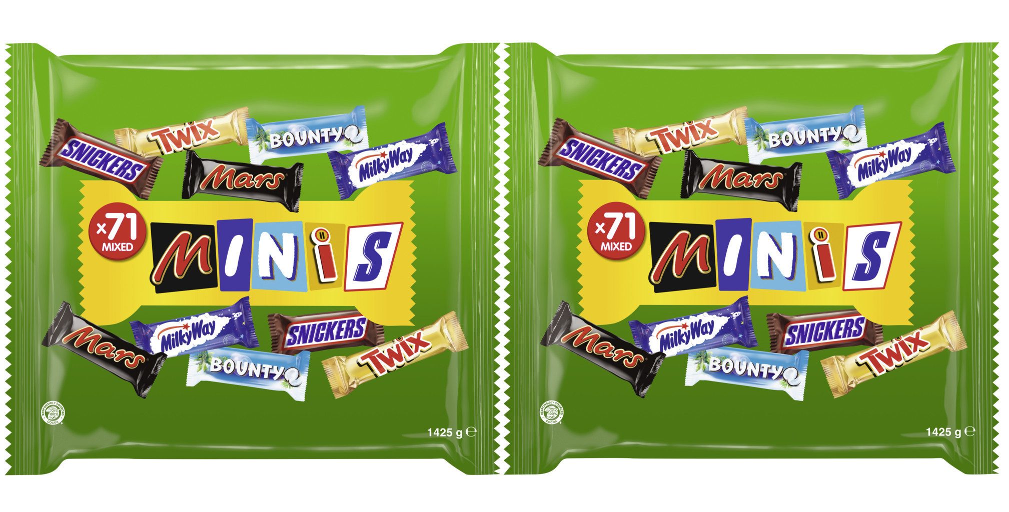 Mars GmbH Süßigkeit MIXED Minis 2x1425g, Twix, Snickers, Mars, Bounty, Milky Way