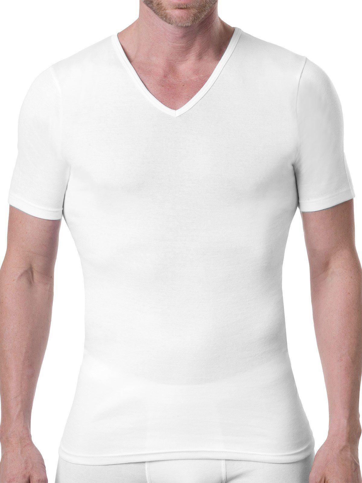 Cotton Markenqualität hohe steingrau-melange 8-St) T-Shirt (Spar-Set, weiss Bio Unterziehshirt KUMPF Sparpack Herren 8er