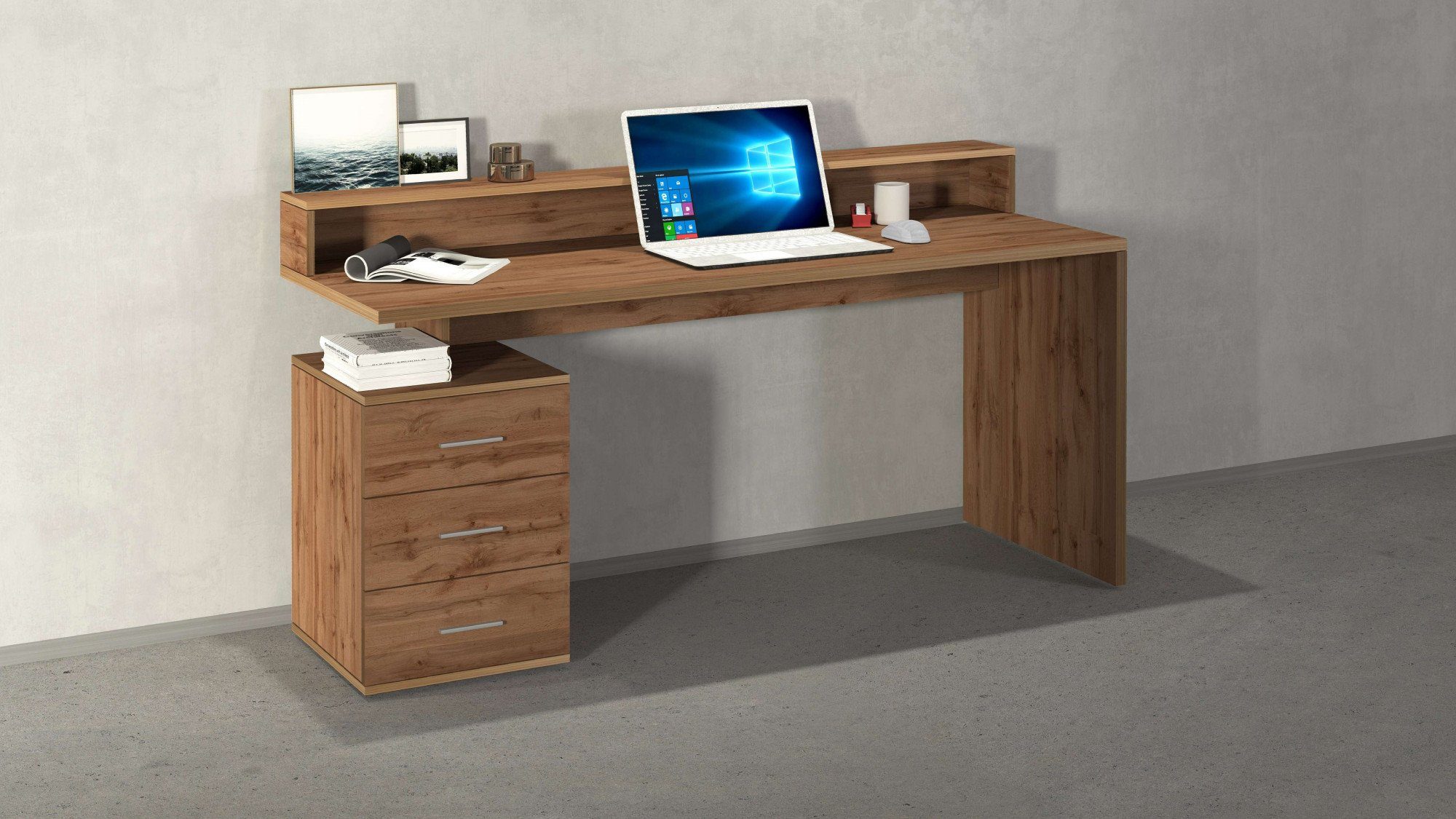 hochwertiges Tecnos Design, NEW SELINA, cm 160 ital. Oak Schreibtischaufsatz, Breite mit Schreibtisch Wotan