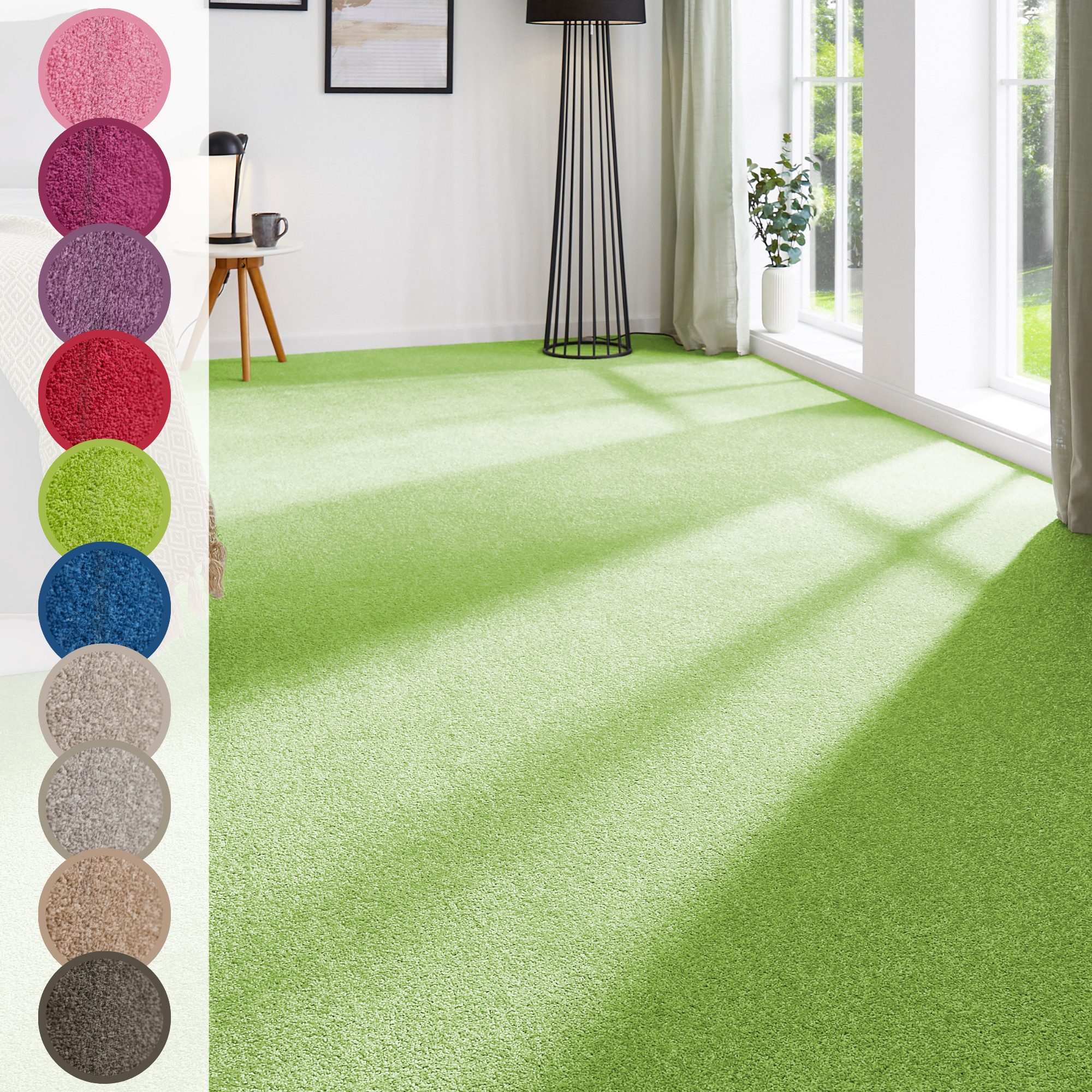 Andiamo Teppichboden Ines, Kräuselvelours, Gesamthöhe 8,5 mm, Luxusklasse LC2, rechteckig, Uni Farben, Breite 400 cm, strapazierfähig & pflegeleicht