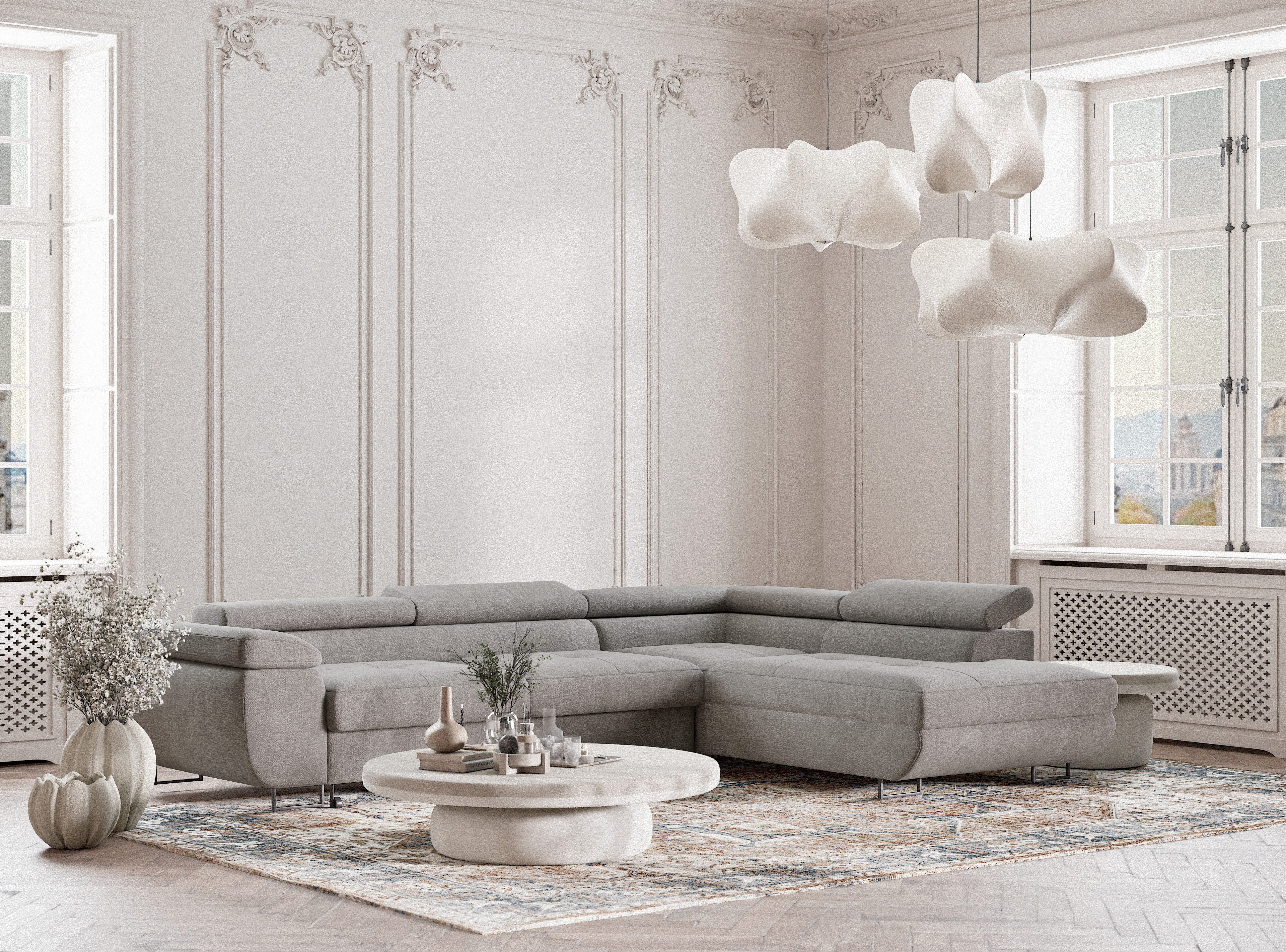Maison de Rêve Ecksofa Concord mit Schlaffunktion, L-Form Ecksofa mit Bettkasten, Eckcouch, Liegefläche 130x200 cm