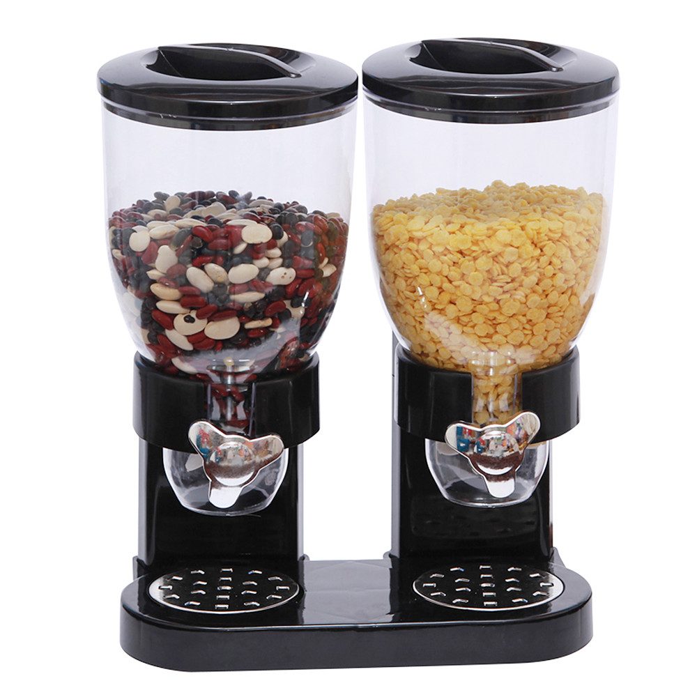 JEOBEST Müslispender Cerealienspender Lebensmittelspender, Doppel Haferflockenbehälter, 2 x 3.5 L Vorratsdose, Cornflakes,Süßigkeiten,Süßigkeiten und Müsli