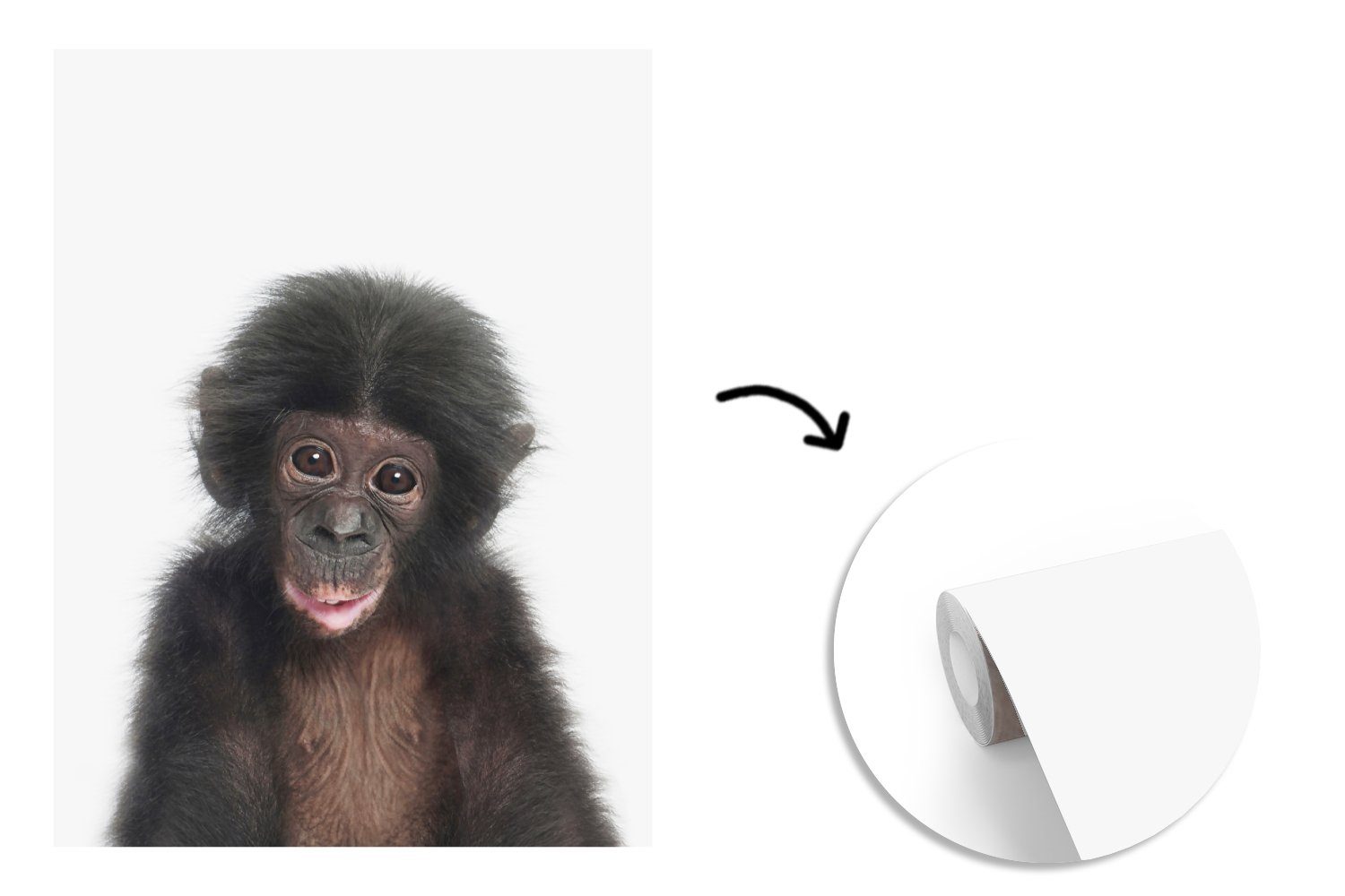 MuchoWow Fototapete Natur Tapete für Vinyl Affe Schimpanse, Matt, St), Tiere Wandtapete - Montagefertig (4 Wohnzimmer, bedruckt, - 