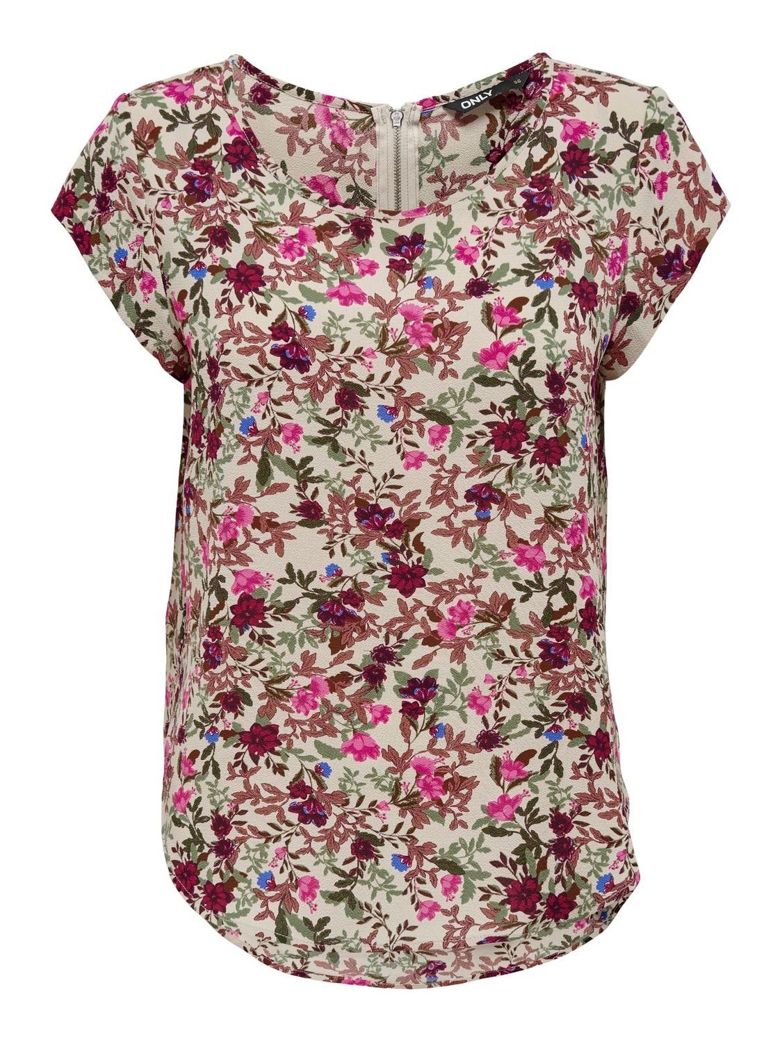 Damen mit Fit T-Shirt Shirt Top Basic Tee Kurzarm (2-tlg) Rundhalsausschnitt ONLY Very (15284243) Regular ONLVIC Berry