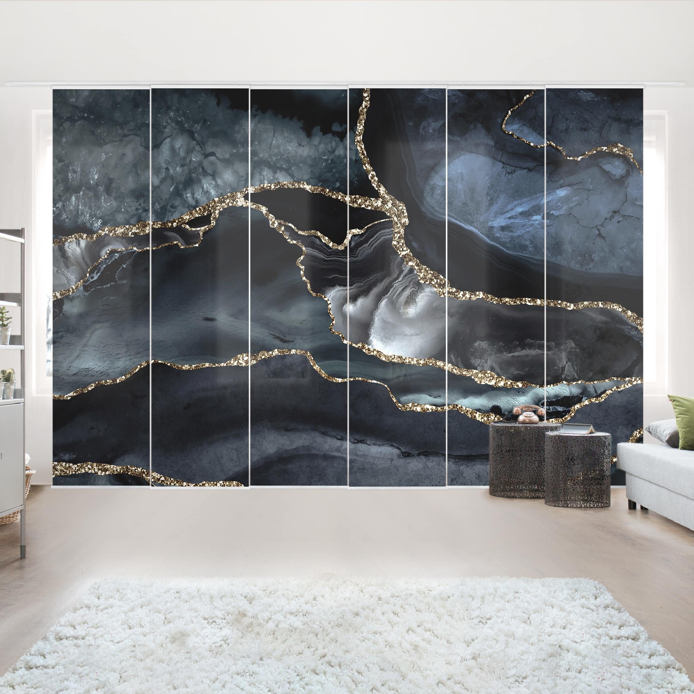Bilderdepot24 Schiebegardine modern Flächenvorhang blickdicht Schwarz günstig online kaufen