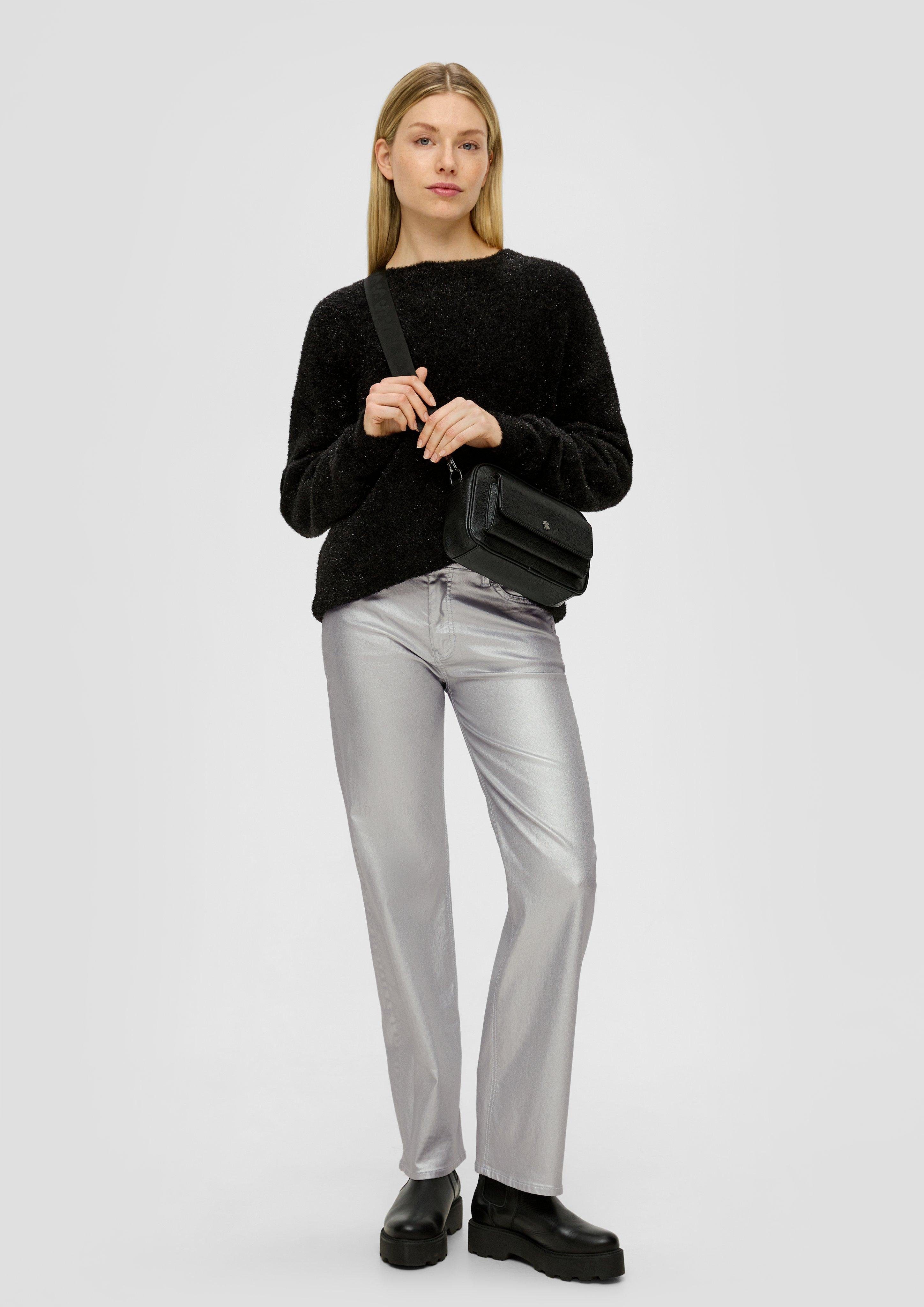 s.Oliver 5-Pocket-Jeans Mid Label-Patch Leg / Regular / Jeans / Karolin Straight Metallic / Rise Fit