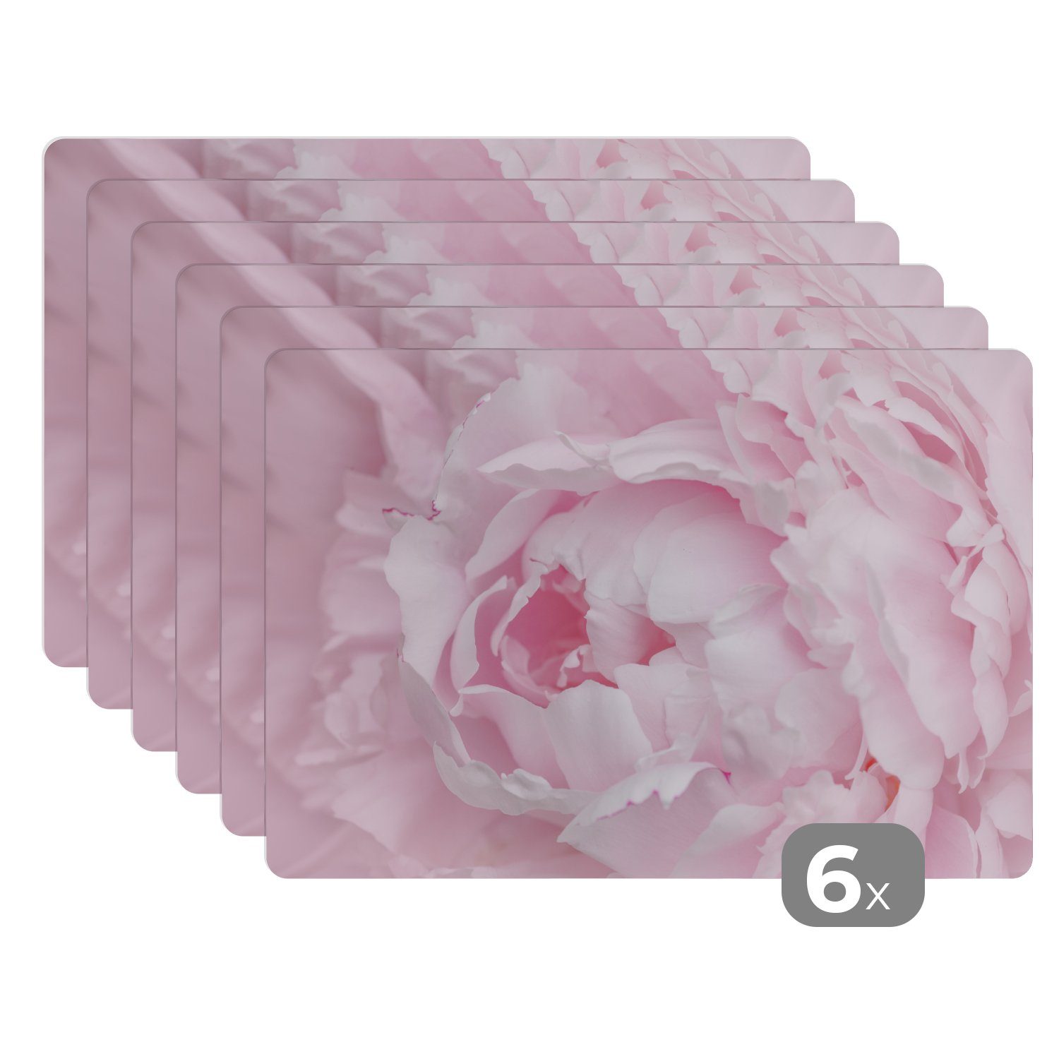 Platzset Nahaufnahme und Draufsicht einer rosa Pfingstrose