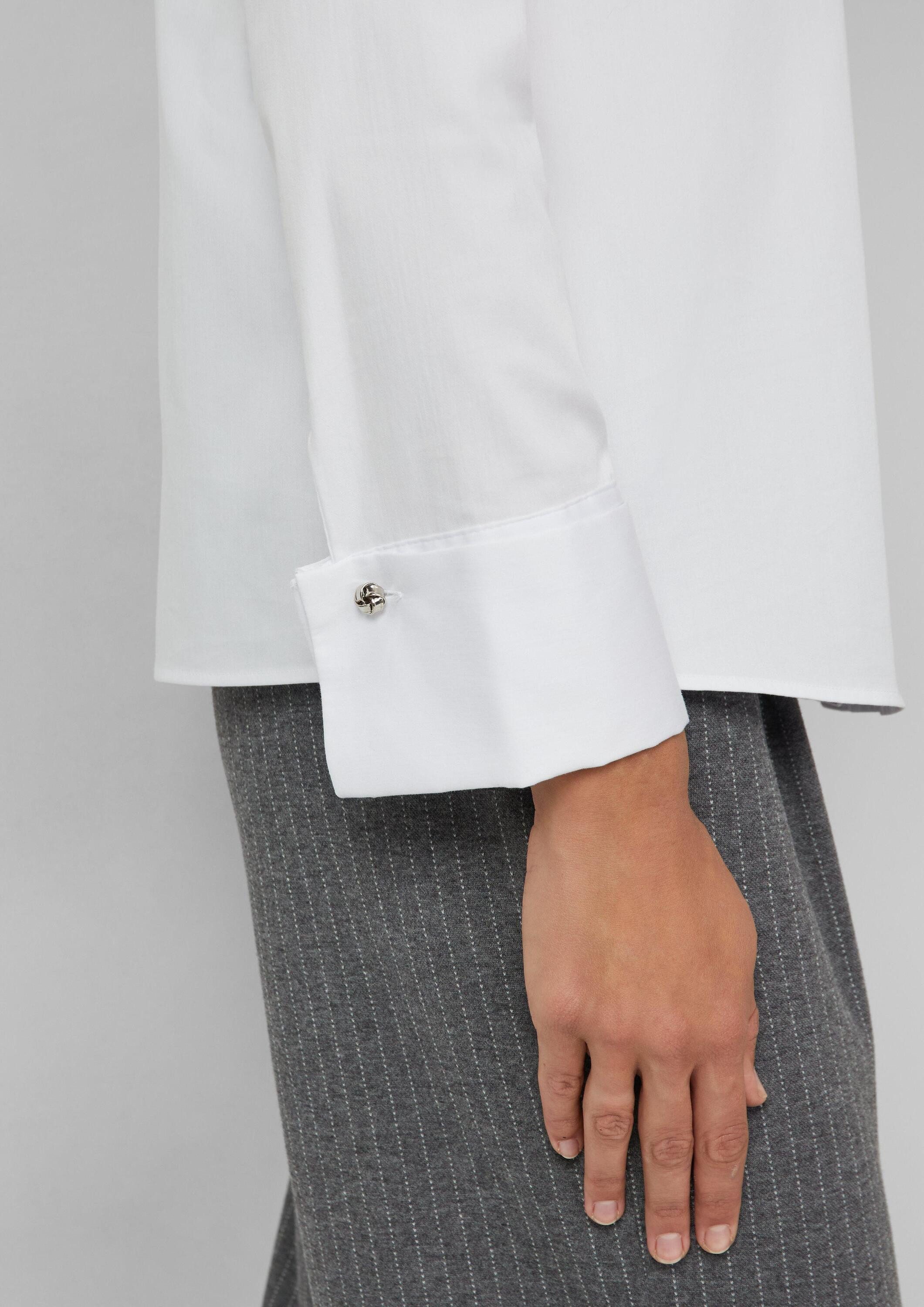s.Oliver Langarmbluse Bluse Popeline-Bluse mit Umschlag an den Manschetten