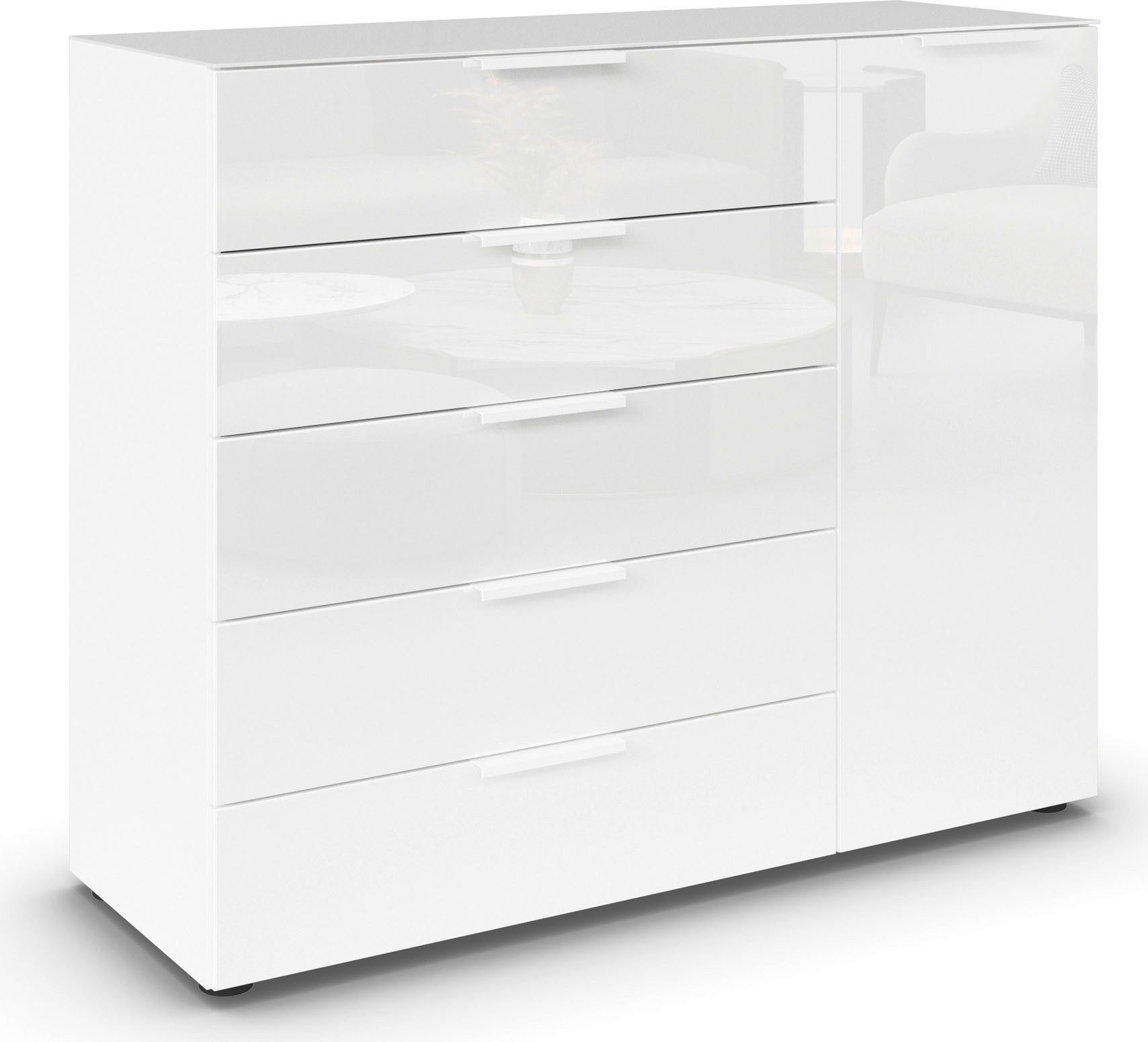 Schubkastenkommode Kommode Türkommode Sideboard Kombikommode FLIPP mit Glasfront