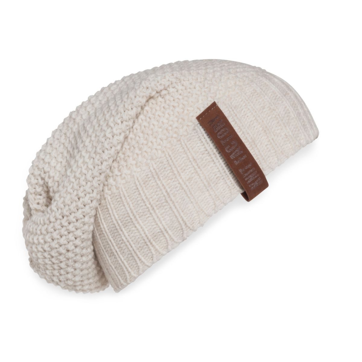Knit Factory Strickmütze Coco Mützen One Size Glatt Beige (1-St) Mütze Strickmütze Kopfbedeckung Hut Wollmütze