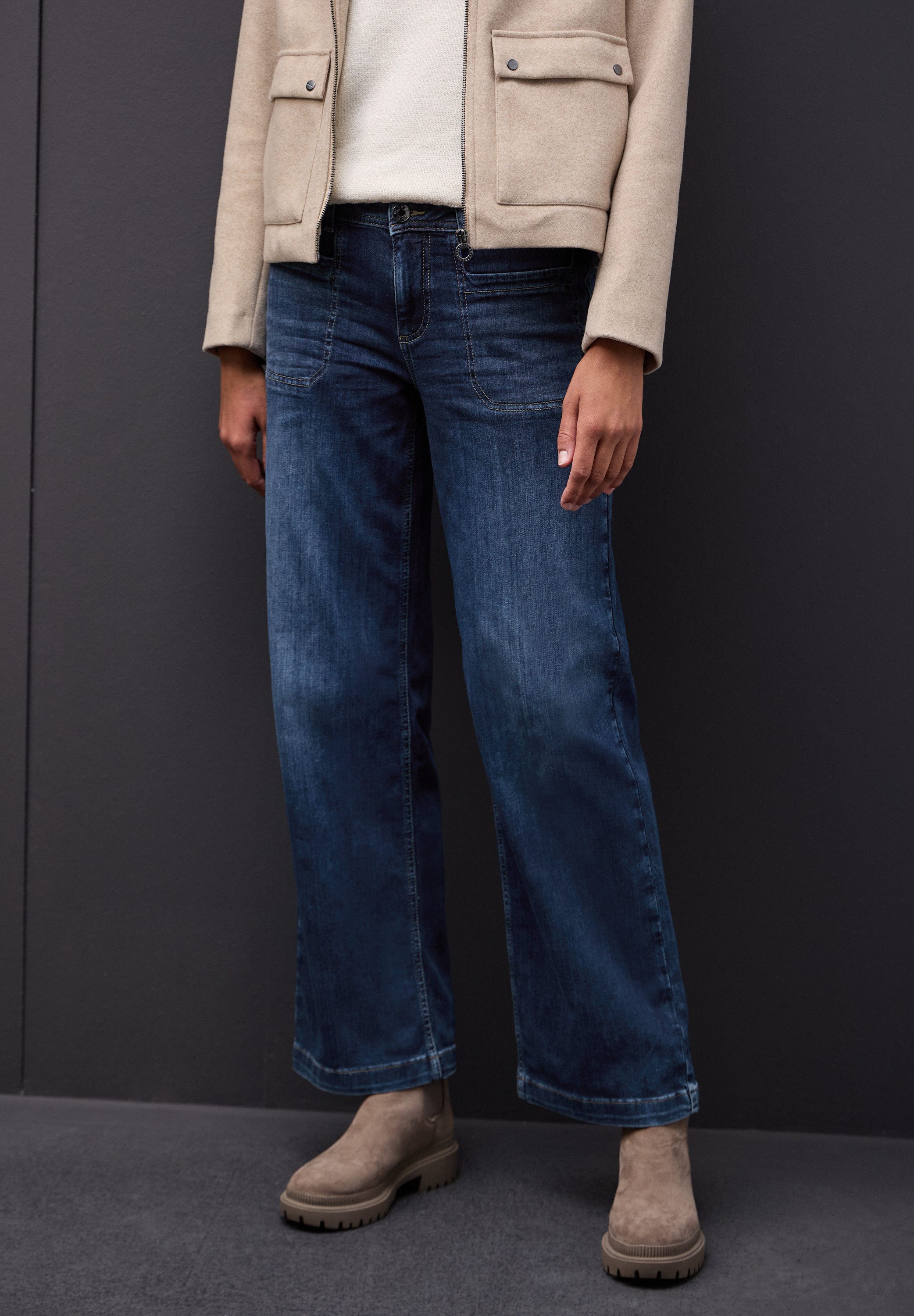 STREET ONE Weite Jeans im Casual-Look und großen Taschen günstig online kaufen