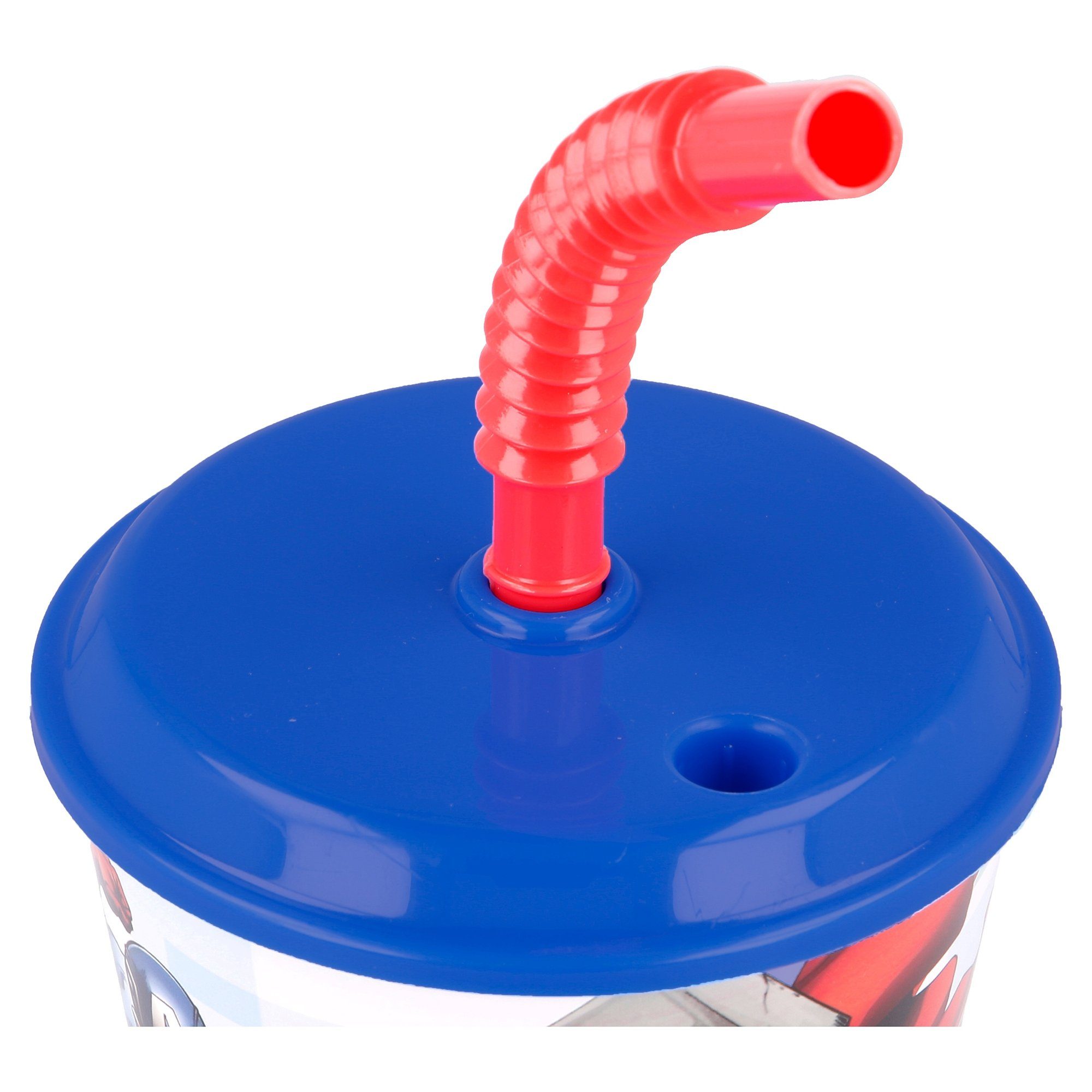 Kinderbecher, ml BPA Kunststoff, Trinkhalm Deckel frei 430 mit The und AVENGERS