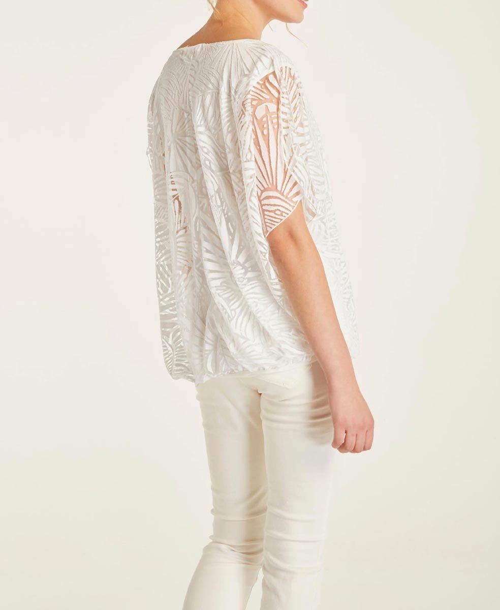 heine Rundhalsshirt LINEA TESINI Damen offwhite Designer-Ausbrenner-Shirt