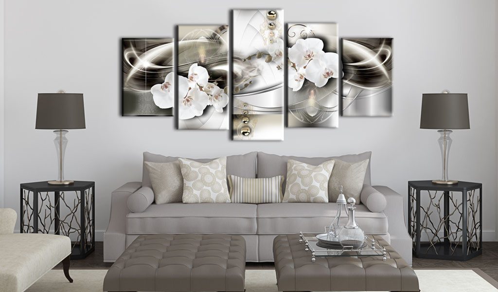 Artgeist Wandbild Orchids among the waves of gold