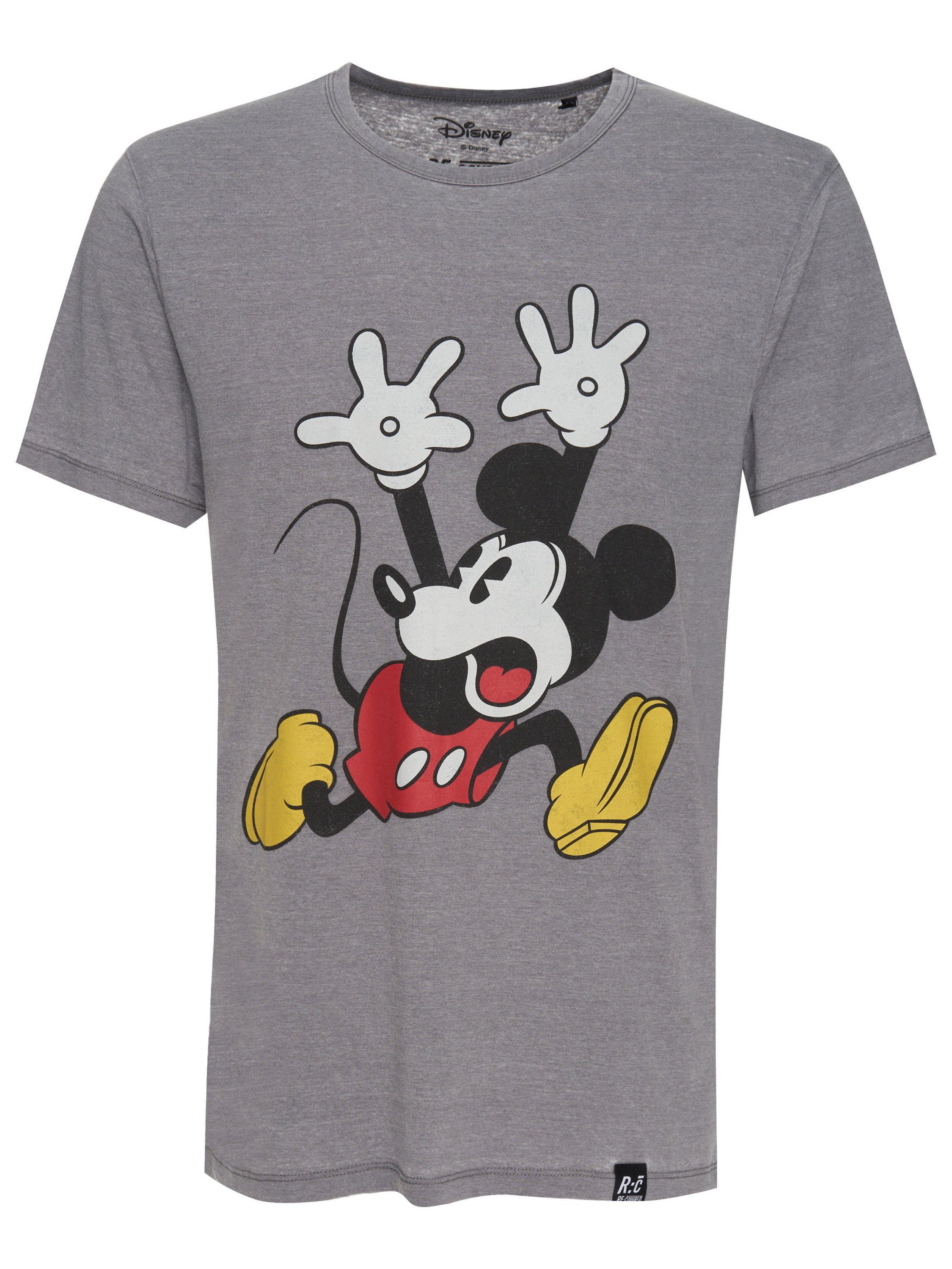 Recovered T-Shirt Panic Hellgrau GOTS Mouse Disney Bio-Baumwolle Mickey zertifizierte