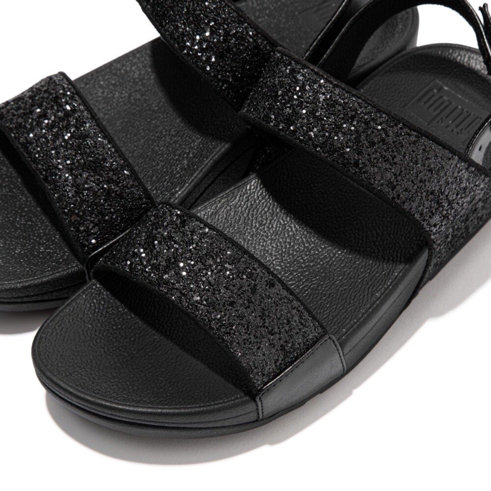 Fitflop LULU GLITTER BACK-STRAP SANDALS Keilsandalette, Sommerschuh, Sandale, Keilabsatz, mit funkelnden Riemchen