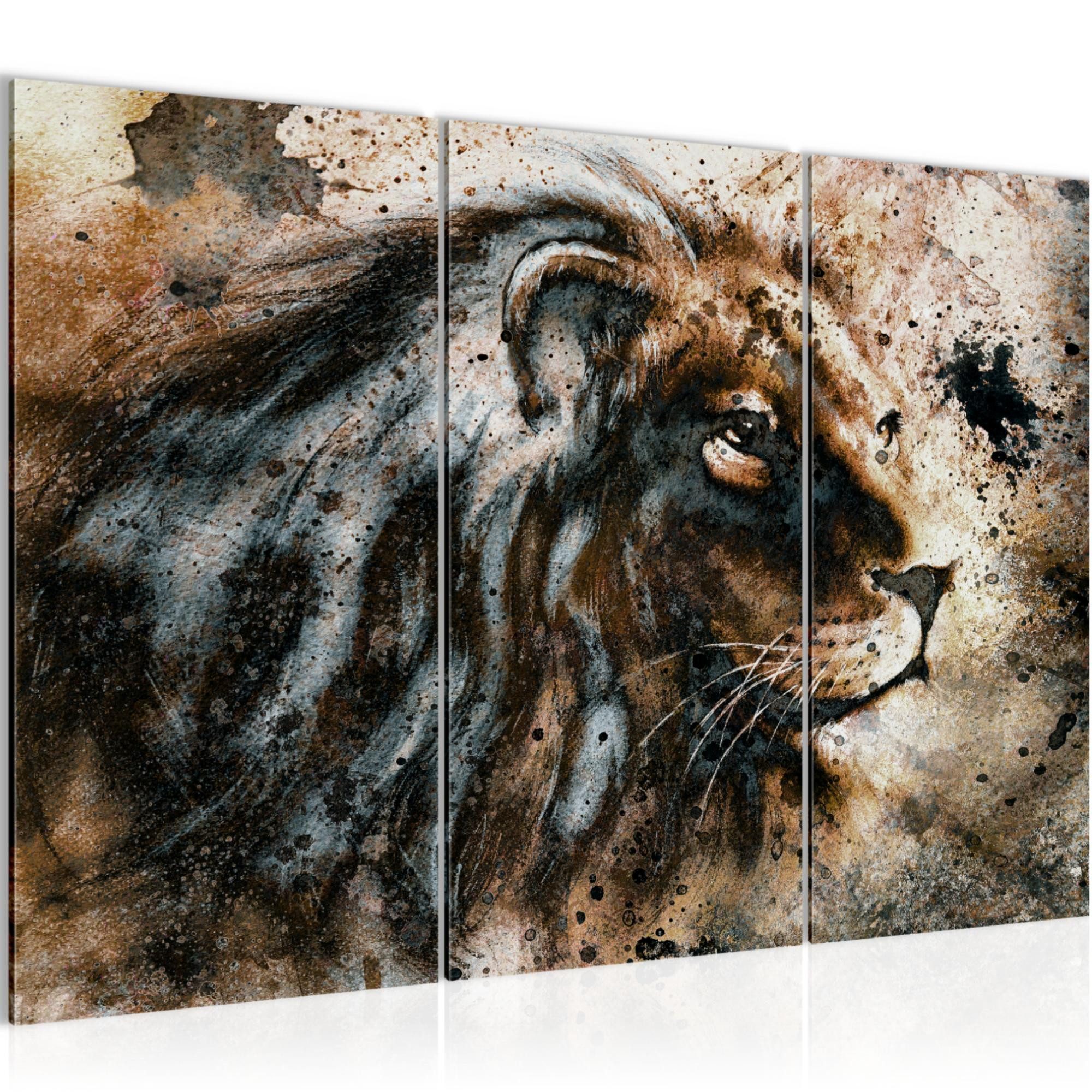 Runa Art Wandbild Afrika Löwe Bild Schlafzimmer Braun Raubkatze 120 x 80 cm 002231a, 40 x 80 cm - 3 Bilder