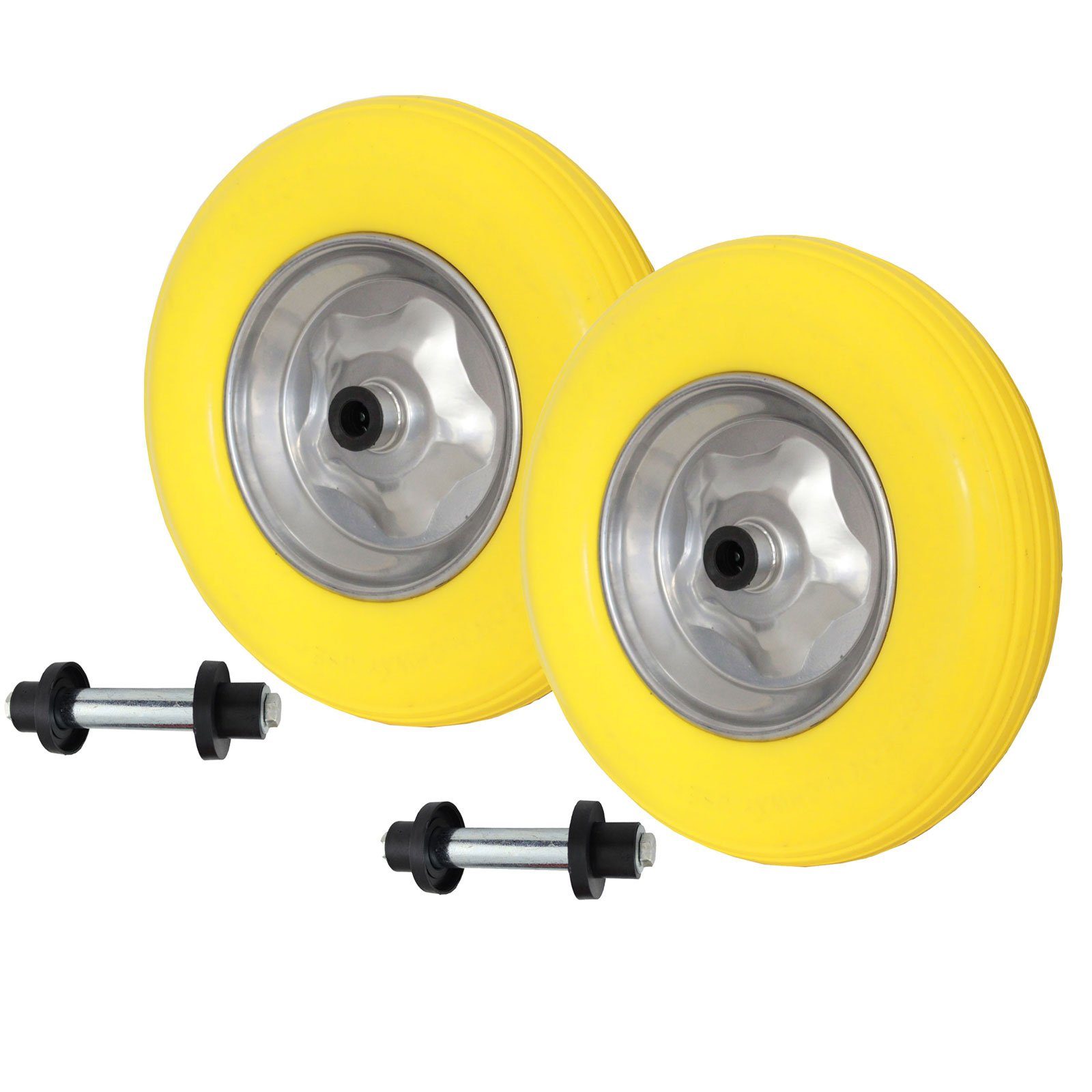 TRUTZHOLM Schubkarren-Rad 2x Schubkarrenrad pannensicher 4.80/4.00-8 mit Achse PU Stahlfelge (2 St)