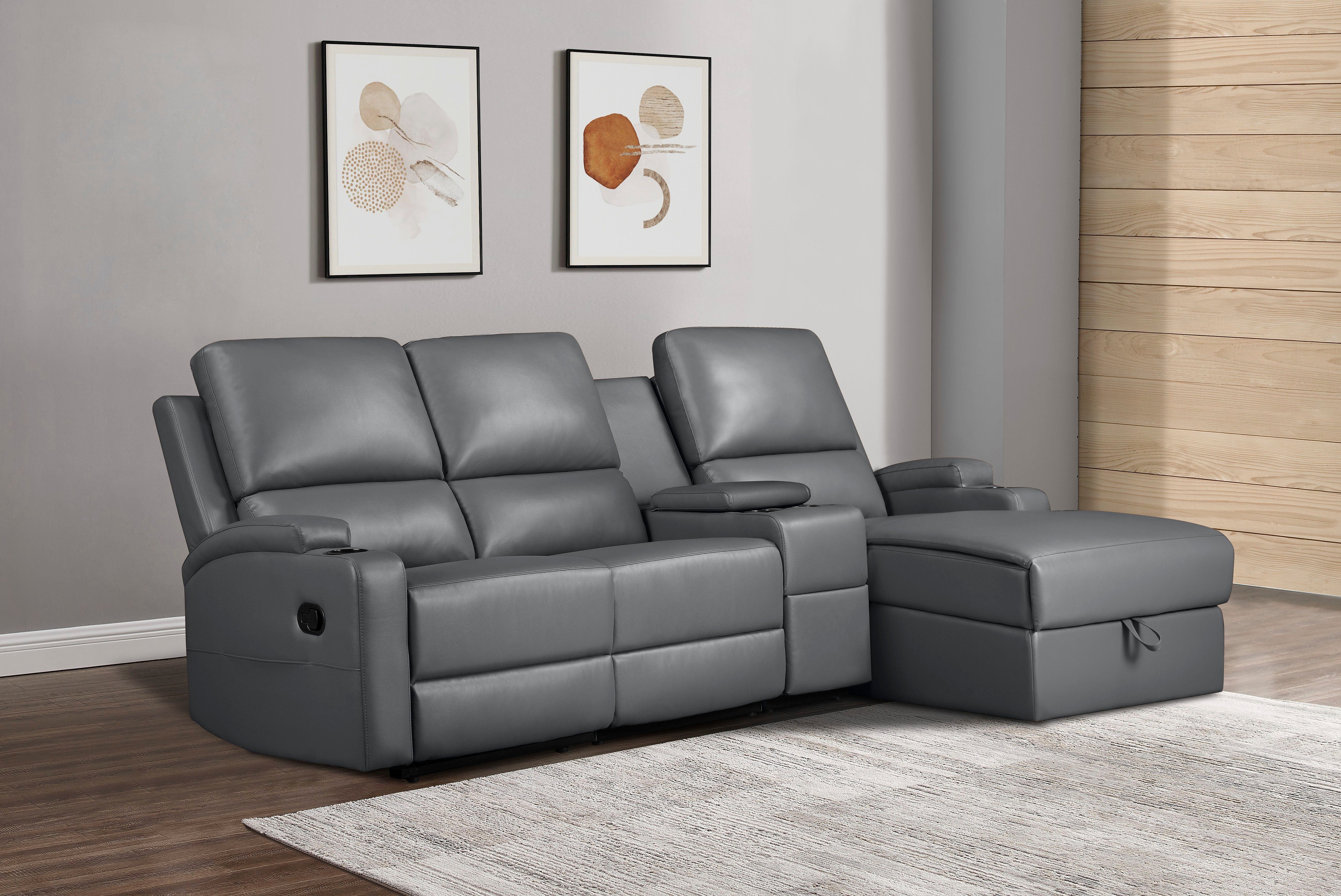 Home affaire Ecksofa NAPORI Multimediasofa, 3er Kinosessel XXL, L-Form, 3 Bezugsstoffe, Kinosofa mit Relaxfunktion, Getränkehalter, Staufach und Staukasten